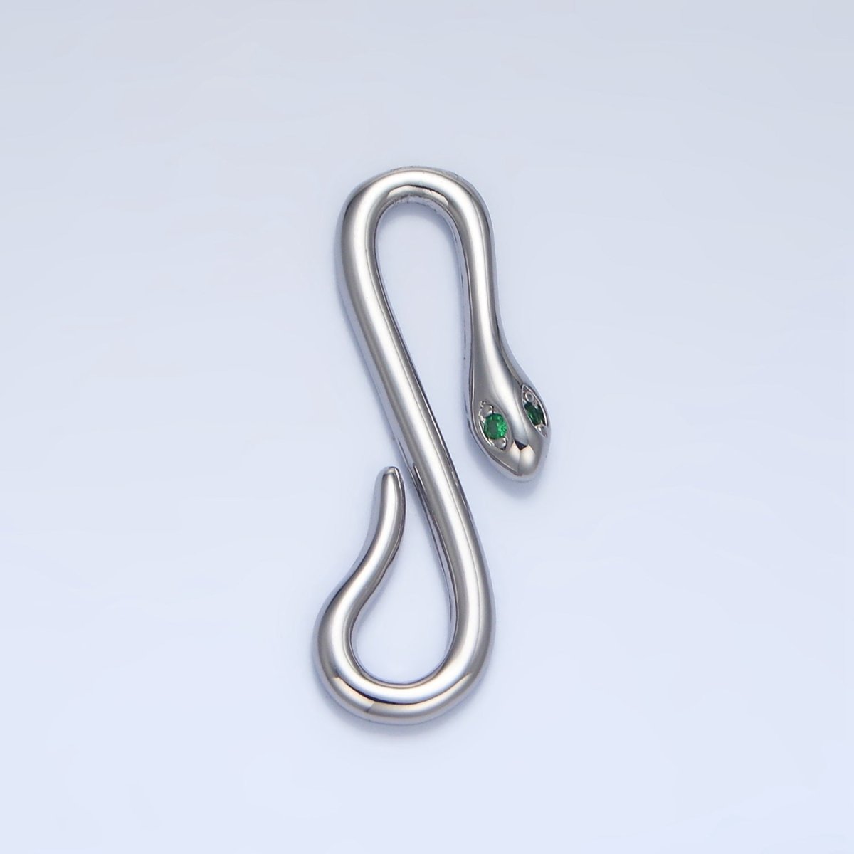 24K Gold Filled Green CZ Snake Push Closure Findings in Gold & Silver | Z974