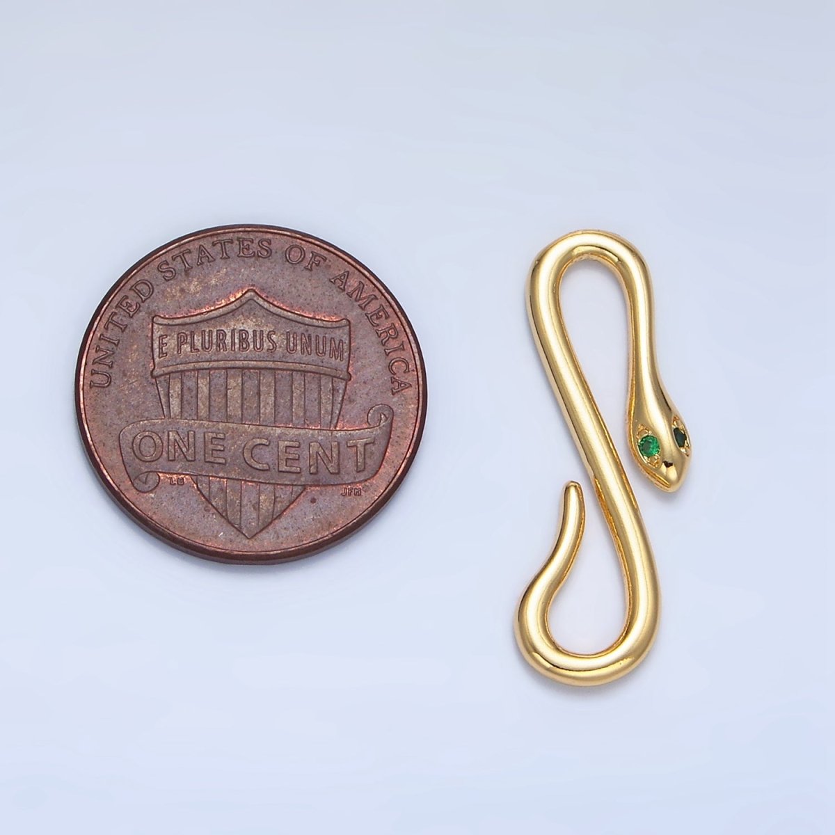 24K Gold Filled Green CZ Snake Push Closure Findings in Gold & Silver | Z974