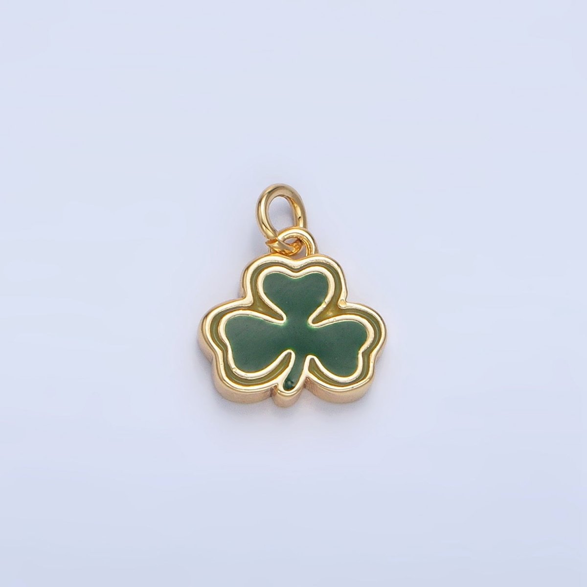 24K Gold Filled Green Enamel Clover Leaf Charm in Gold & Silver | N1322