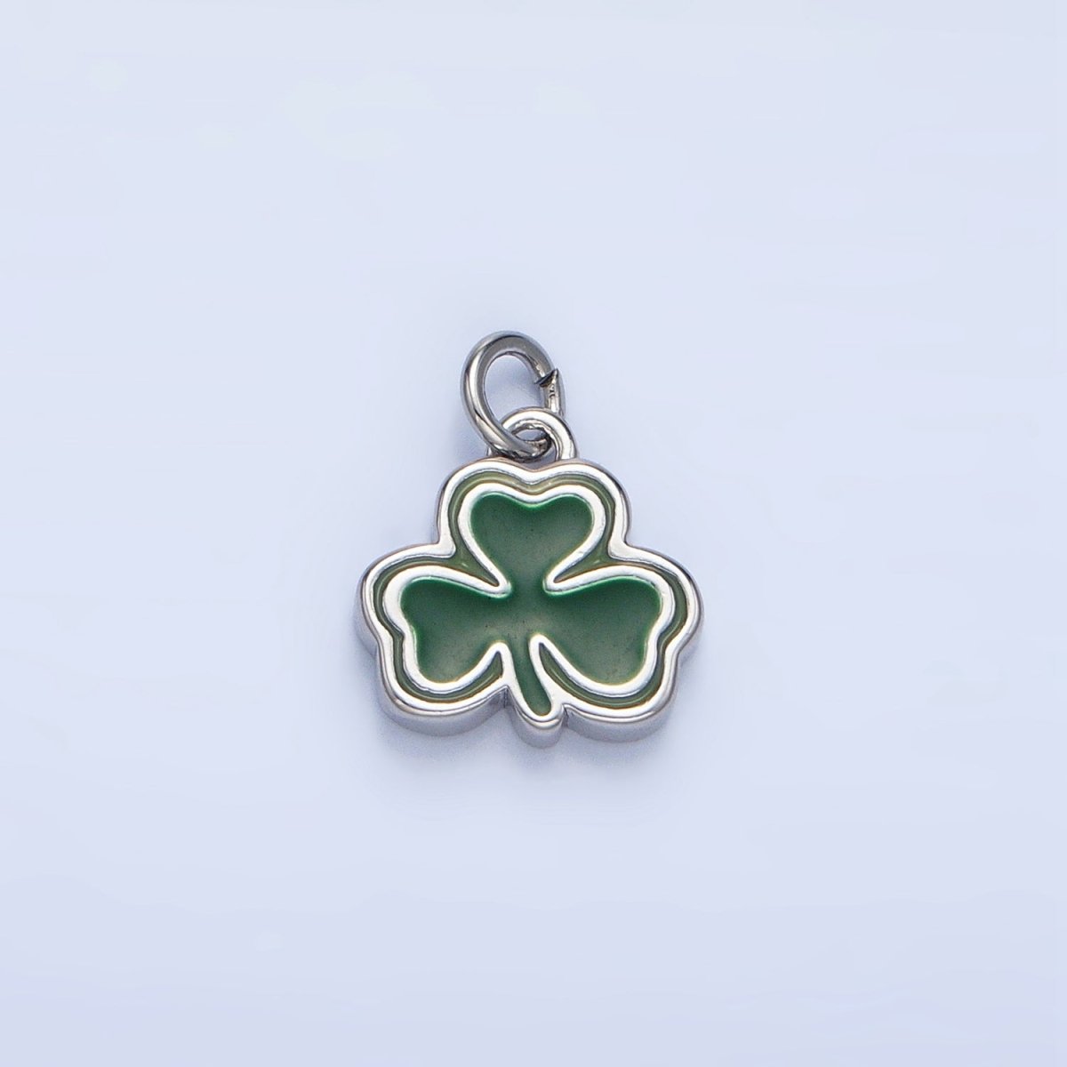 24K Gold Filled Green Enamel Clover Leaf Charm in Gold & Silver | N1322