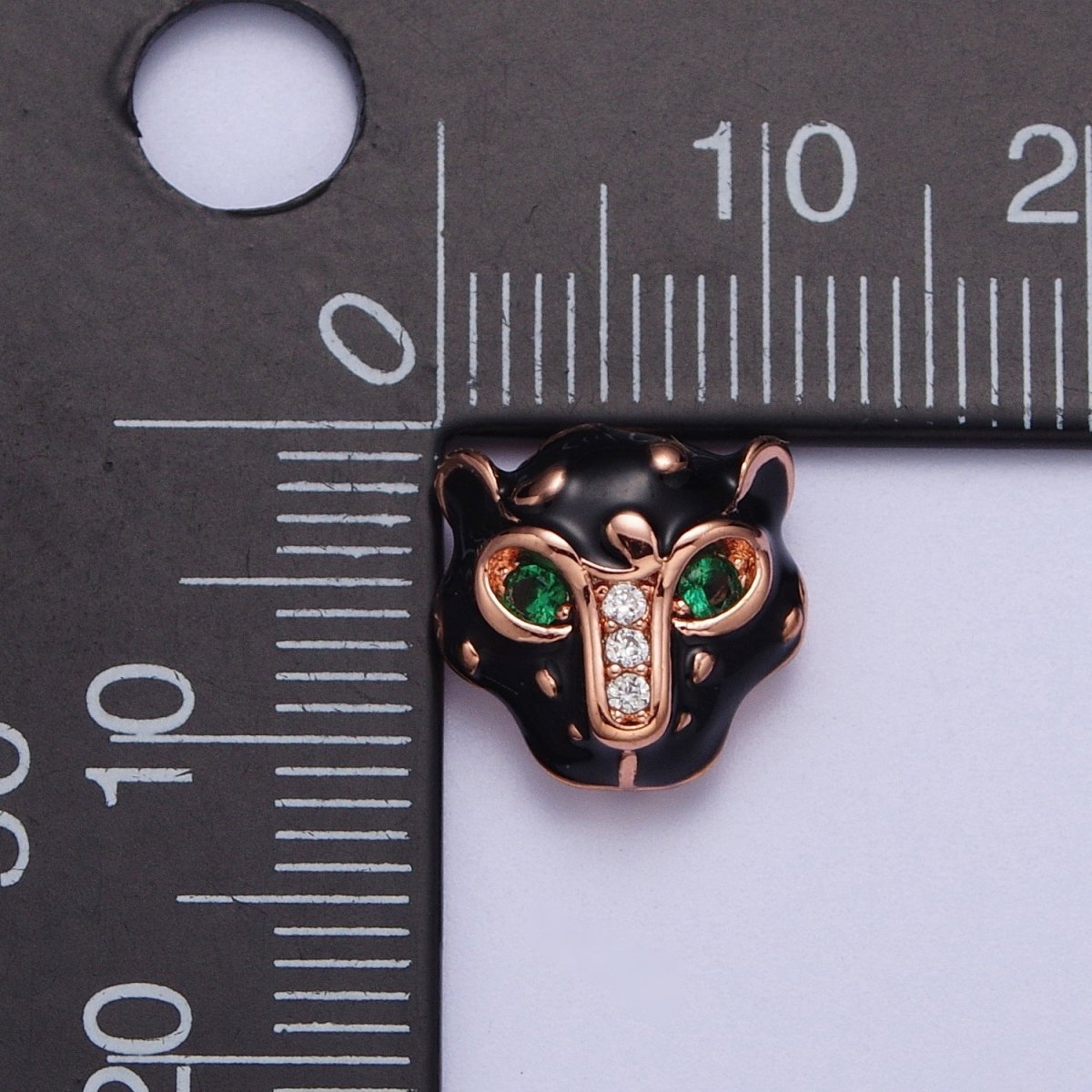 24K Gold Filled Green Eyed Black Panther Enamel Spacer Bead in Rose Gold, Black, Gold, Silver | B-010 B-013 B-005 B-046