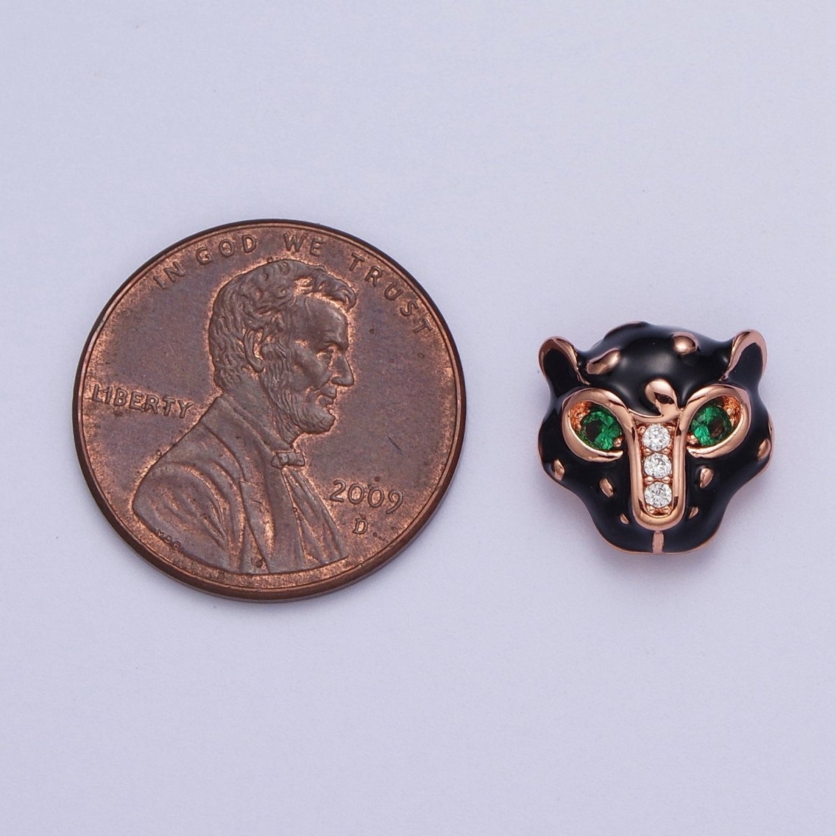 24K Gold Filled Green Eyed Black Panther Enamel Spacer Bead in Rose Gold, Black, Gold, Silver | B-010 B-013 B-005 B-046