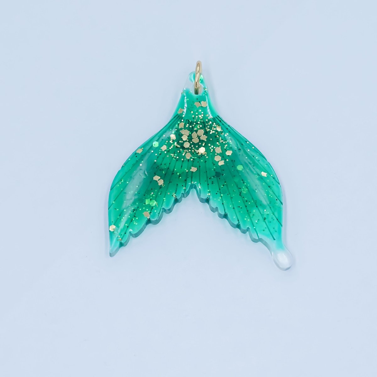 24K Gold Filled Green Gold - Fleck Mermaid Whale Fish Tail Acrylic Charm | N067 - DLUXCA