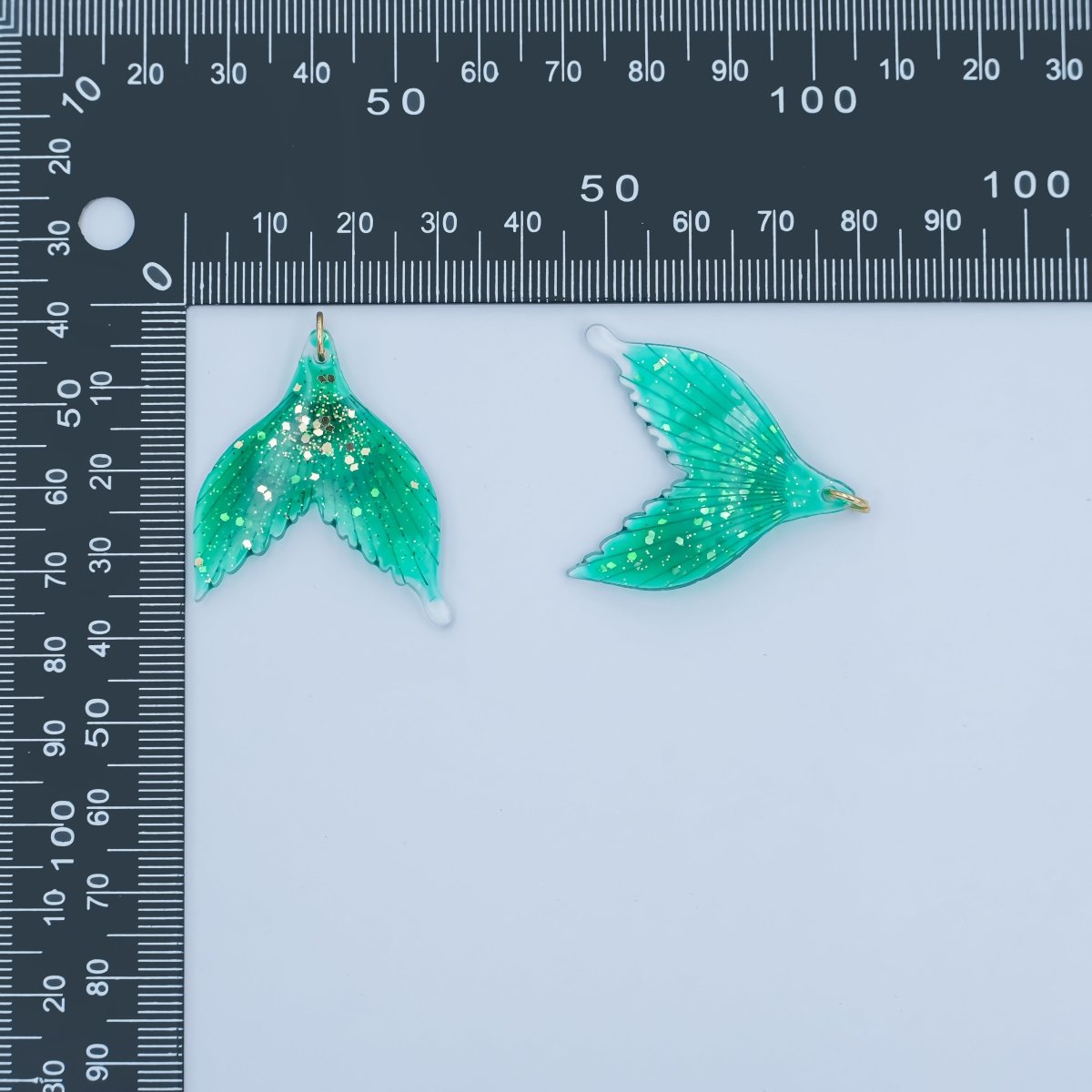 24K Gold Filled Green Gold - Fleck Mermaid Whale Fish Tail Acrylic Charm | N067 - DLUXCA