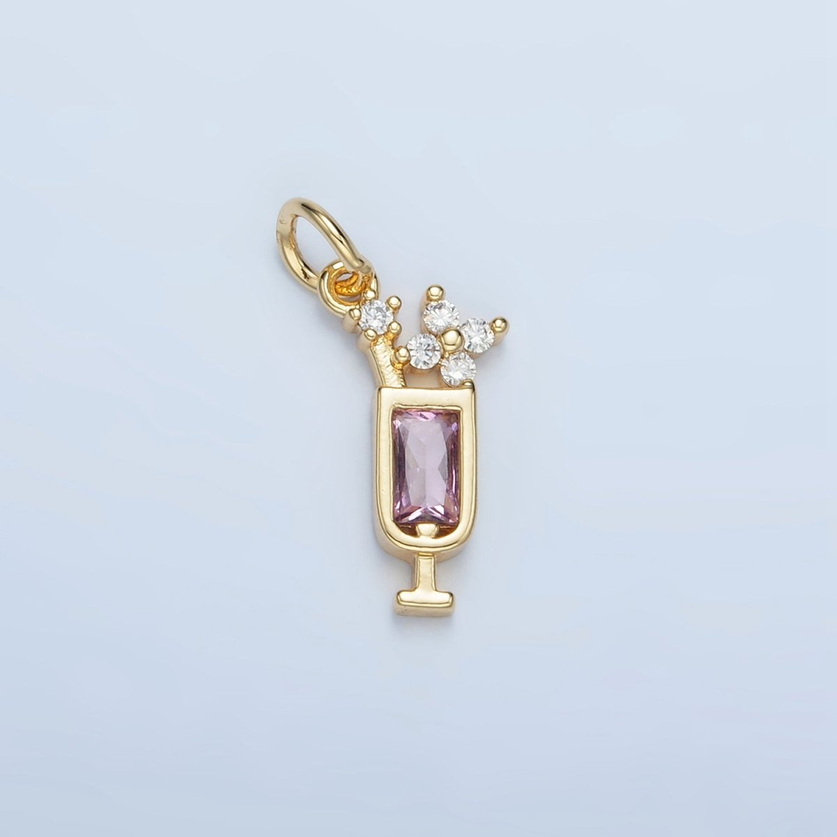 24K Gold Filled Green, Purple, Blue, Pink CZ Mojito Alcohol Drink Charm | W054 W067