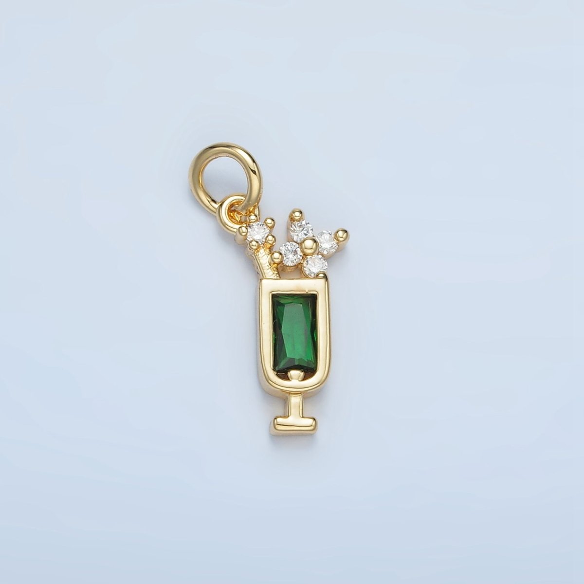 24K Gold Filled Green, Purple, Blue, Pink CZ Mojito Alcohol Drink Charm | W054 W067