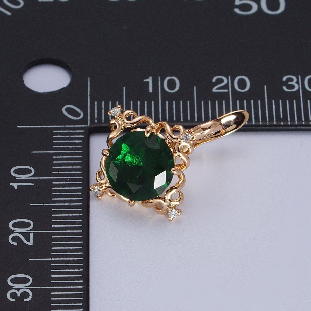 24K Gold Filled Green, Purple, Red Round Artisan Latch Back Earrings | AD-292~AD-294