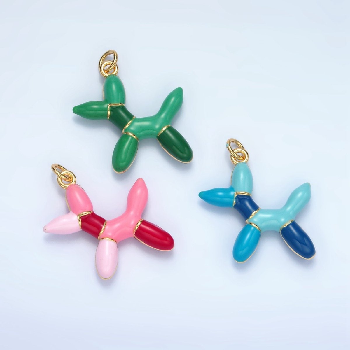 24K Gold Filled Green, Red, Blue Enamel Balloon Animal Charm | M139 - M140