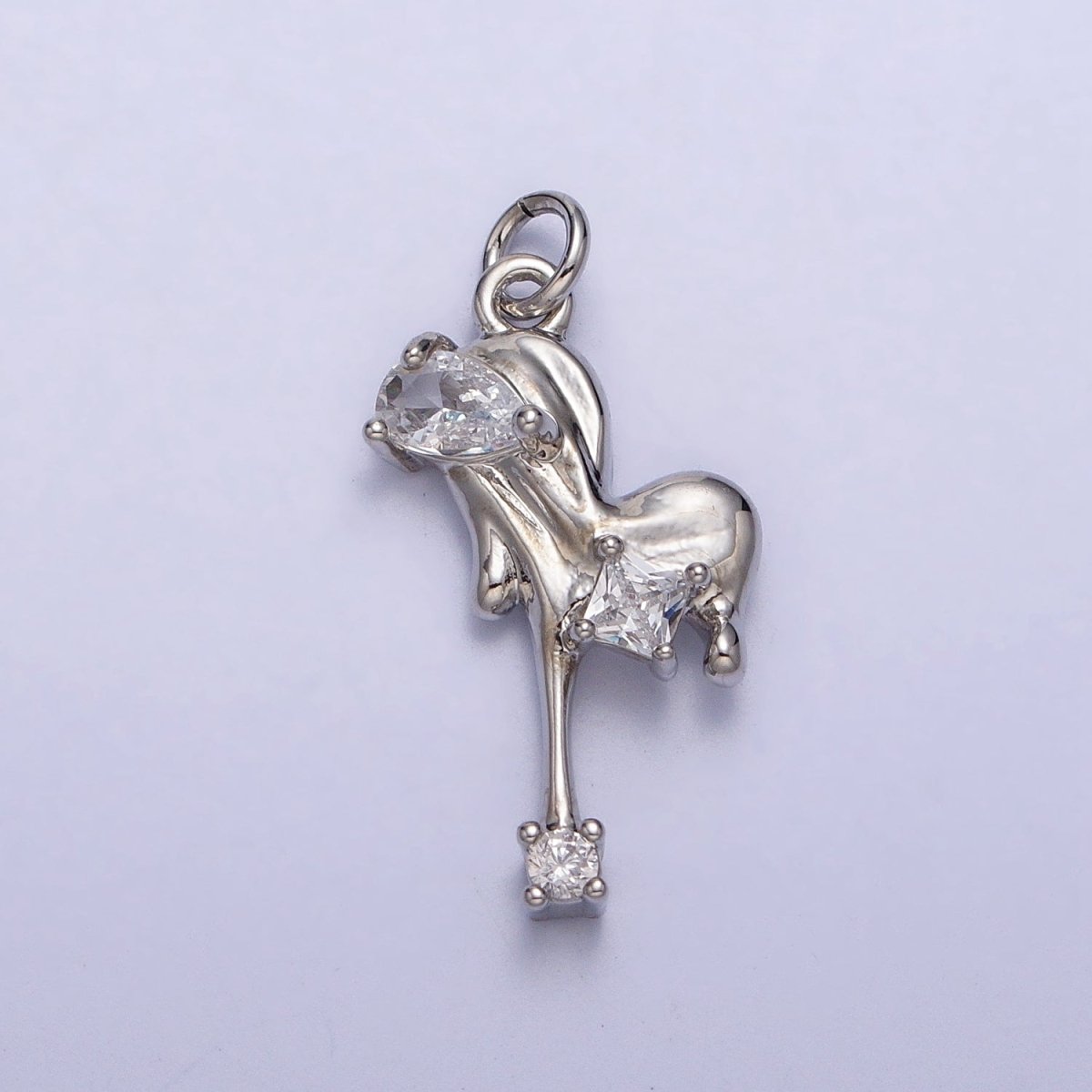 24K Gold Filled Green, Red, Clear Teardrop Molten Drip Clear CZ Heart Charm in Gold & Silver | AC288 - AC293