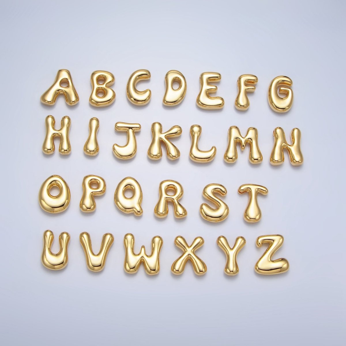 24K Gold Filled Groovey Chubby Balloon Letter Initial Pendant | A1630 - A1642
