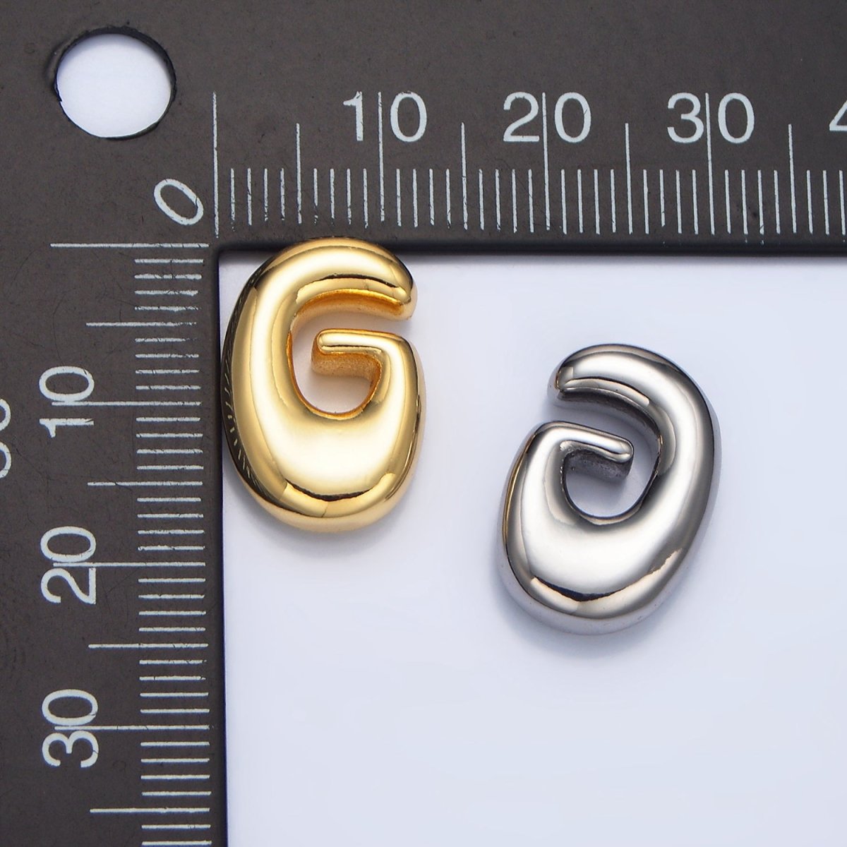 24K Gold Filled Groovey Chubby Balloon Letter Initial Pendant | A1630 - A1642