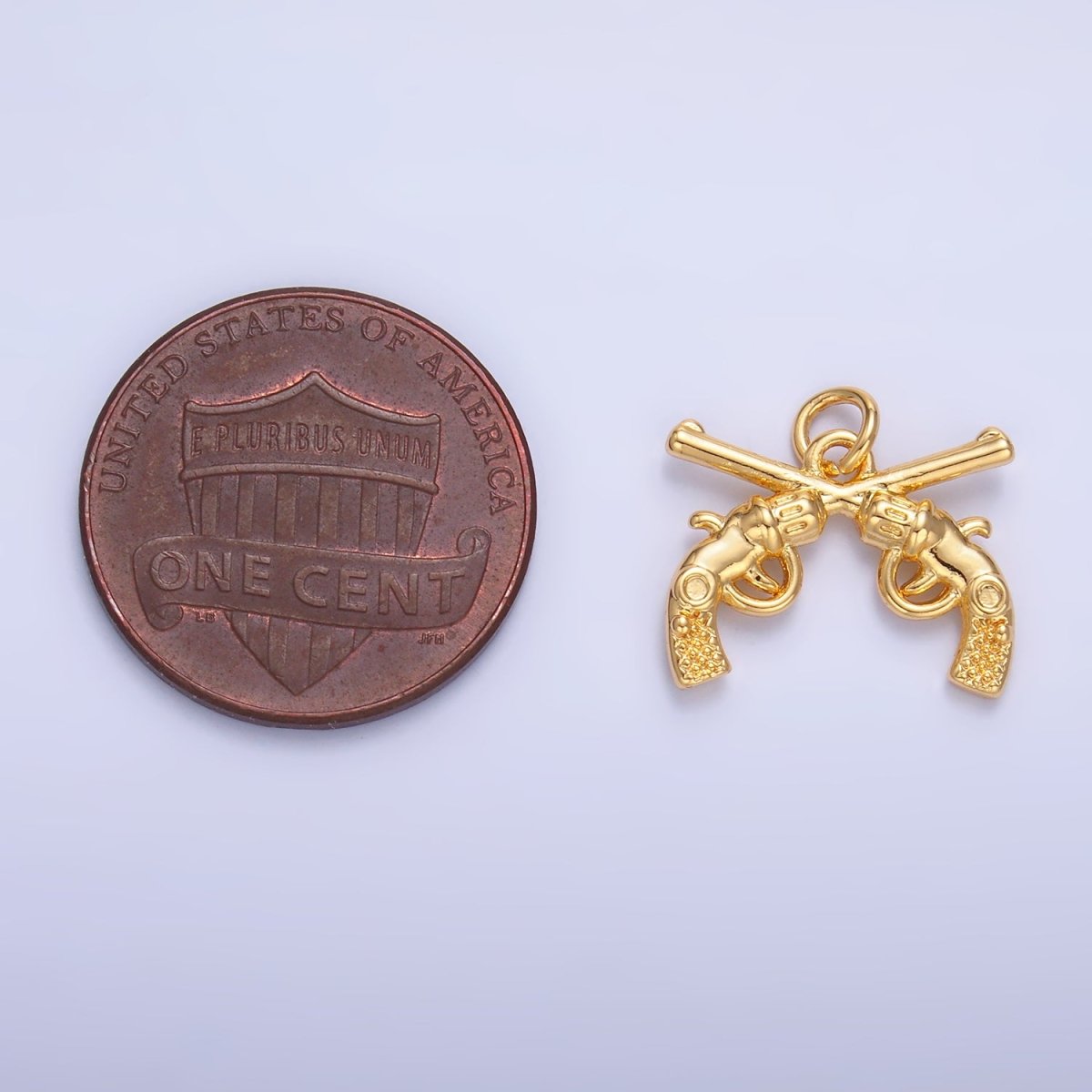 24K Gold Filled Gun Revolver 3D Multidimensional Charm in Gold & Silver | W350