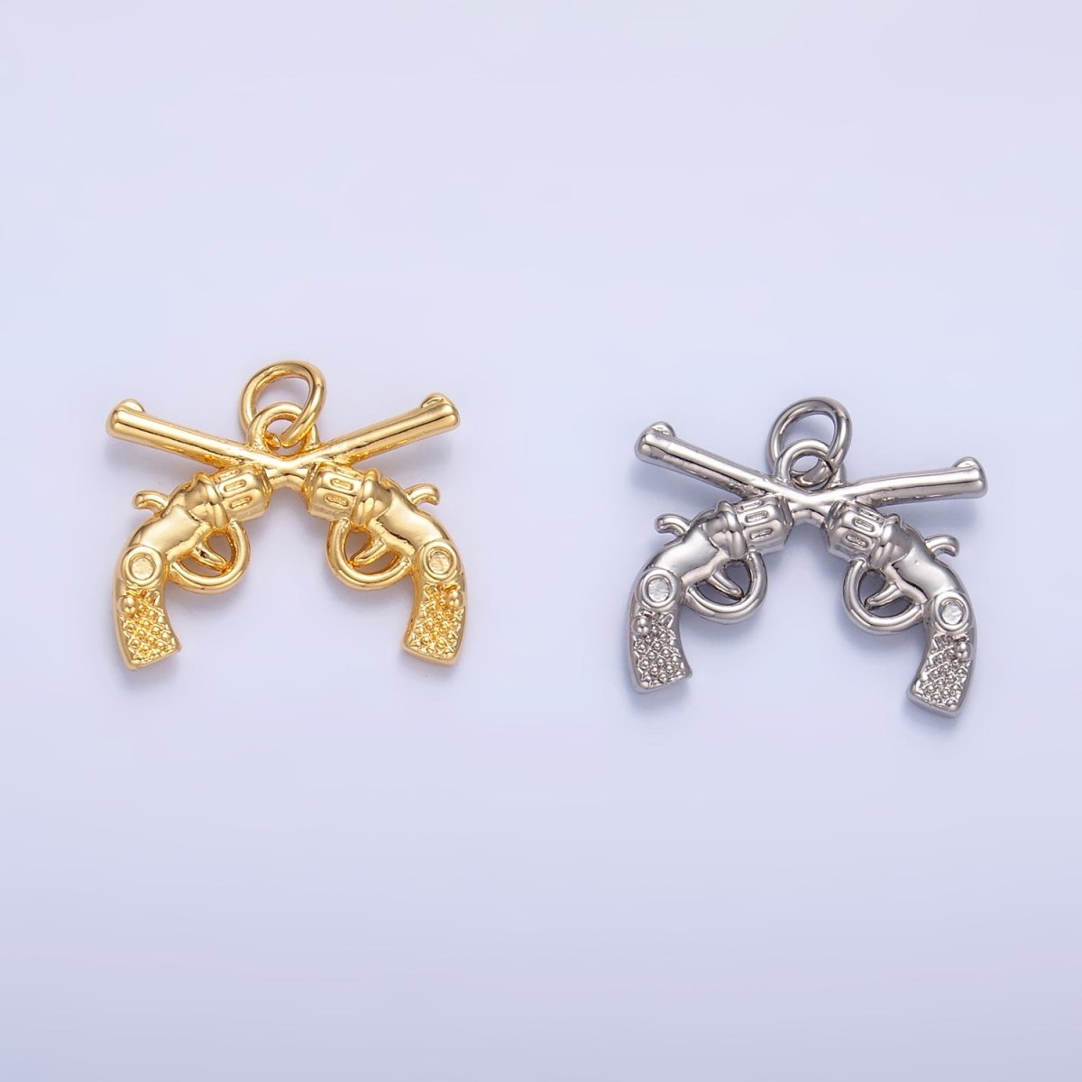 24K Gold Filled Gun Revolver 3D Multidimensional Charm in Gold & Silver | W350