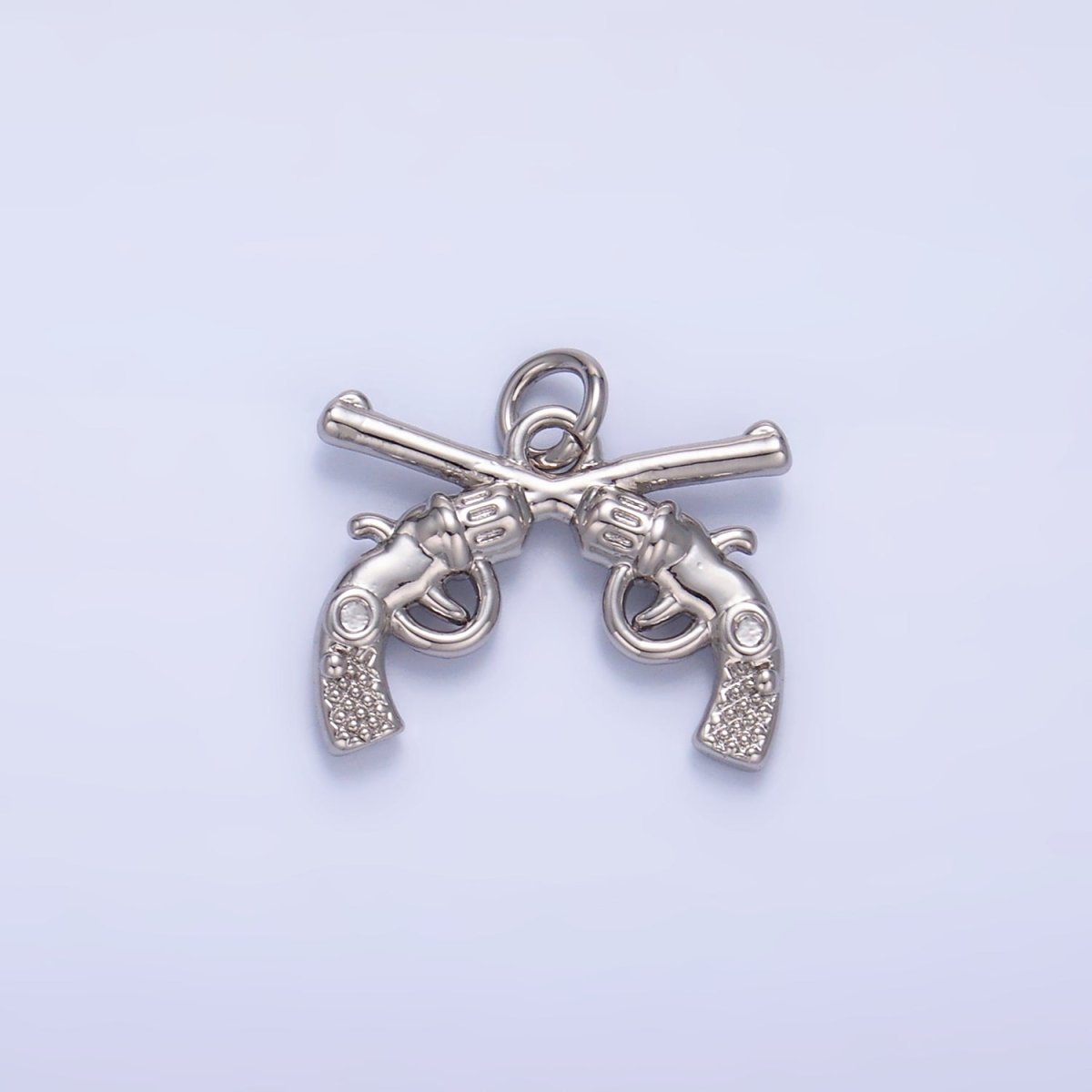 24K Gold Filled Gun Revolver 3D Multidimensional Charm in Gold & Silver | W350