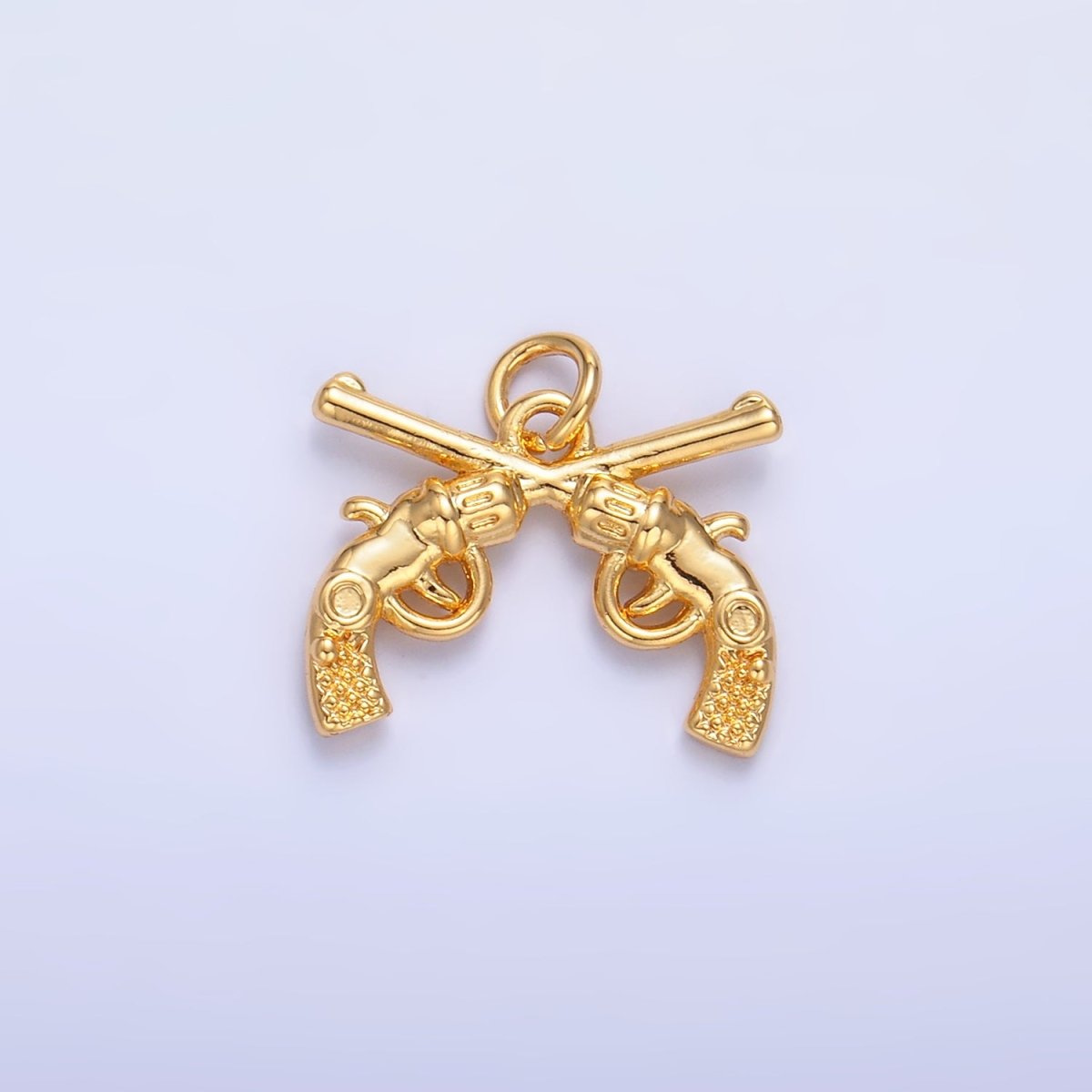 24K Gold Filled Gun Revolver 3D Multidimensional Charm in Gold & Silver | W350