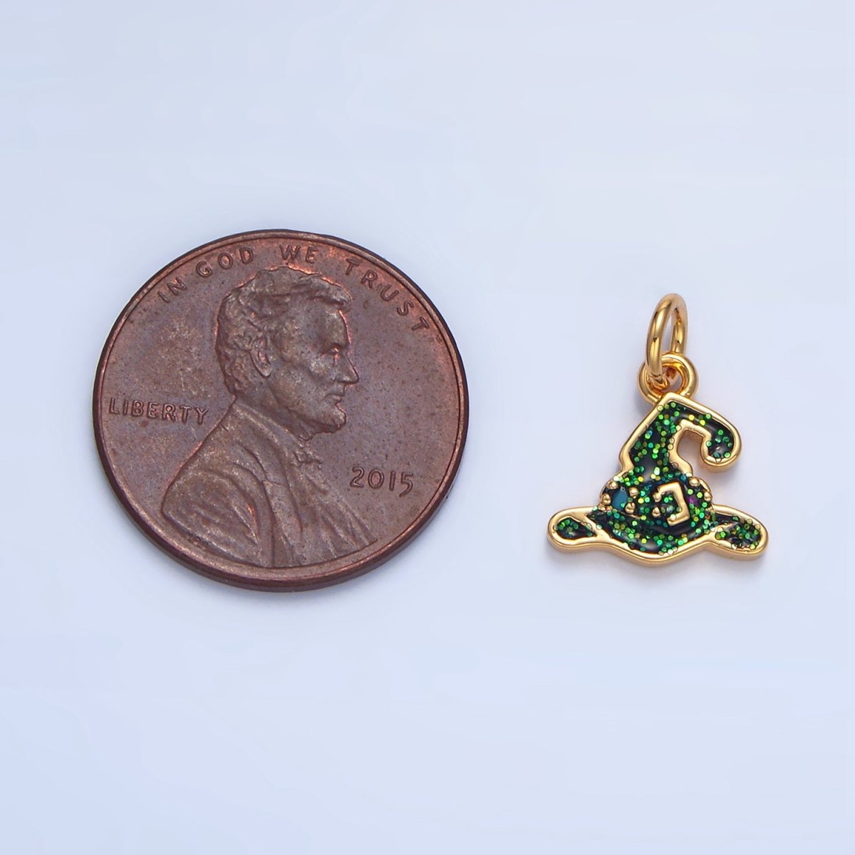 24K Gold Filled Halloween Black Witch Hat Charm in Gold & Silver | X621