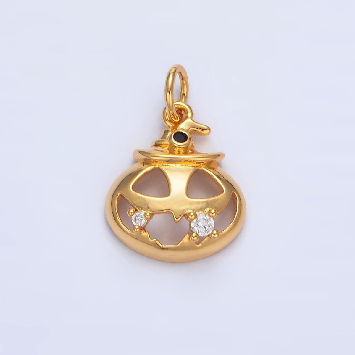 24K Gold Filled Halloween Pumpkin CZ Charm in Gold & Silver | X910