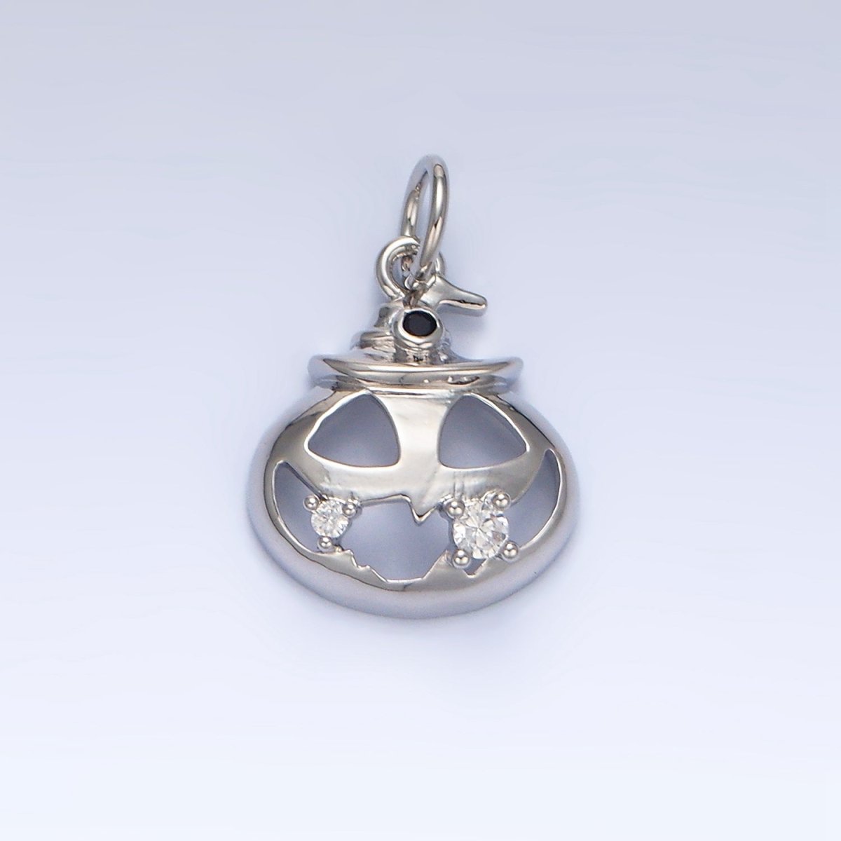 24K Gold Filled Halloween Pumpkin CZ Charm in Gold & Silver | X910