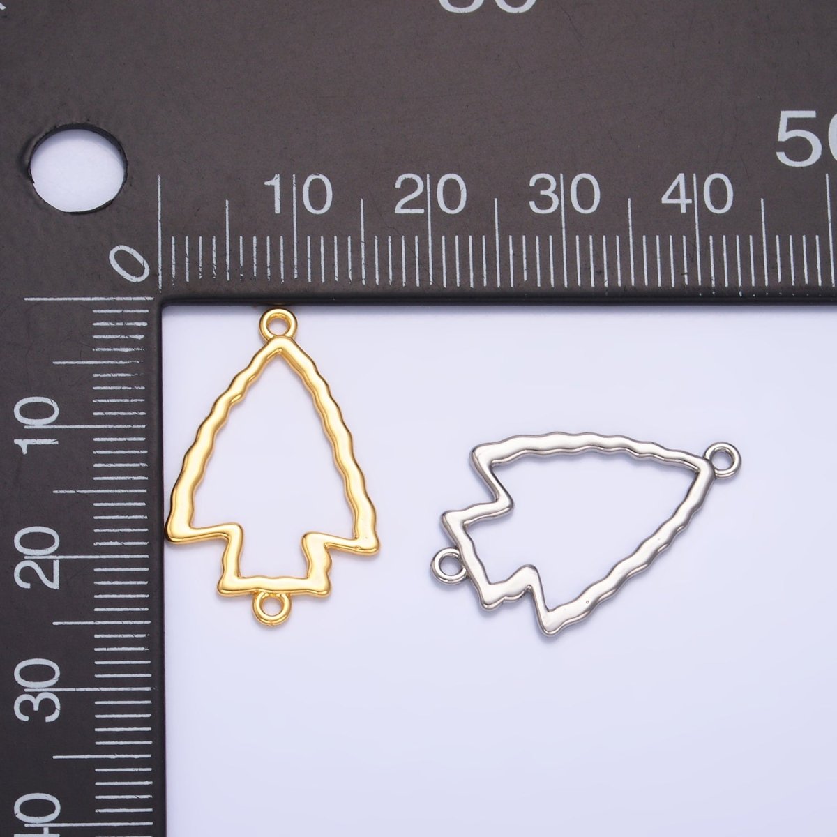 24K Gold Filled Hammered Arrow Open Charm Connector in Gold & Silver | F833