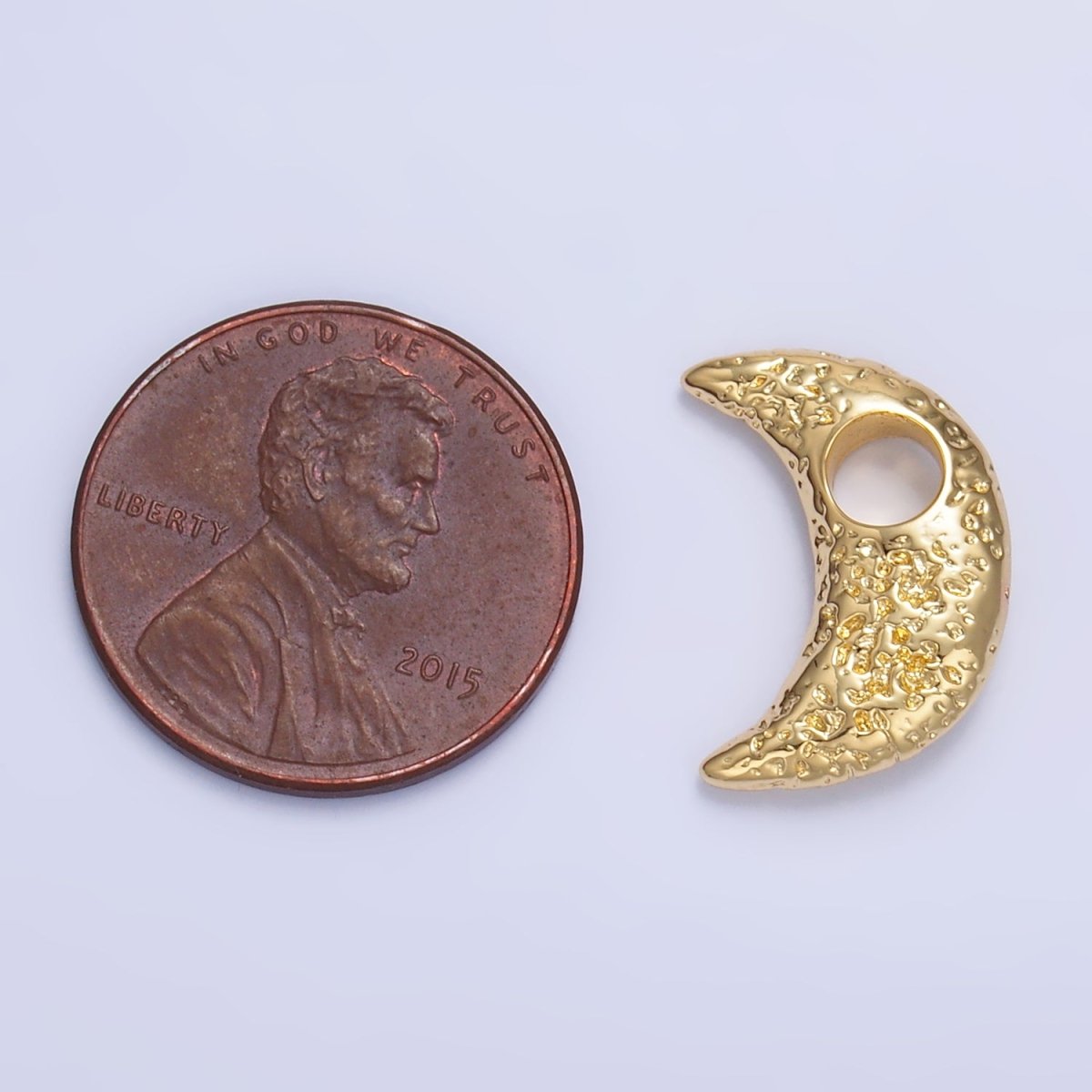 24K Gold Filled Hammered Celestial Crescent Moon Pendant in Gold & Silver | B630