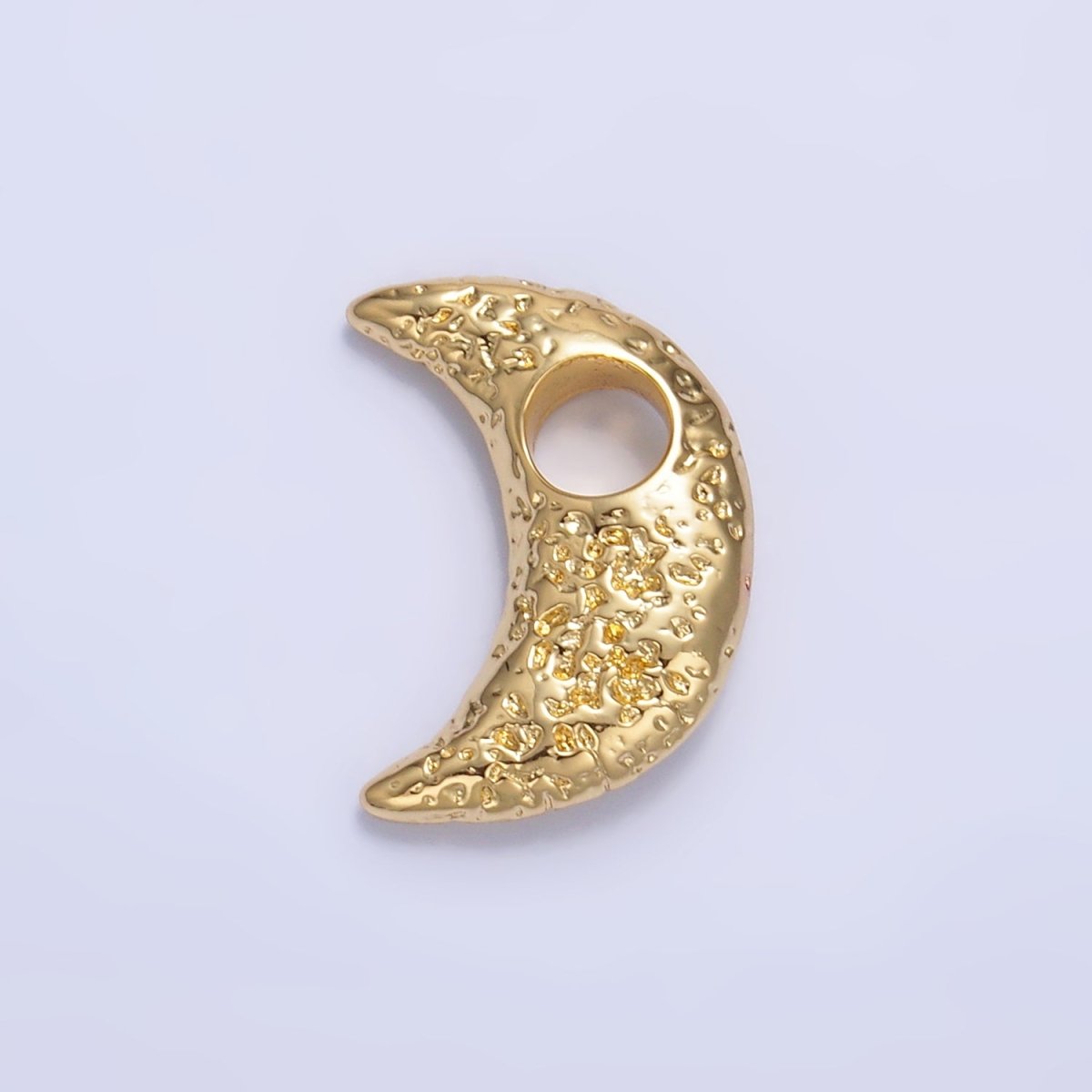 24K Gold Filled Hammered Celestial Crescent Moon Pendant in Gold & Silver | B630