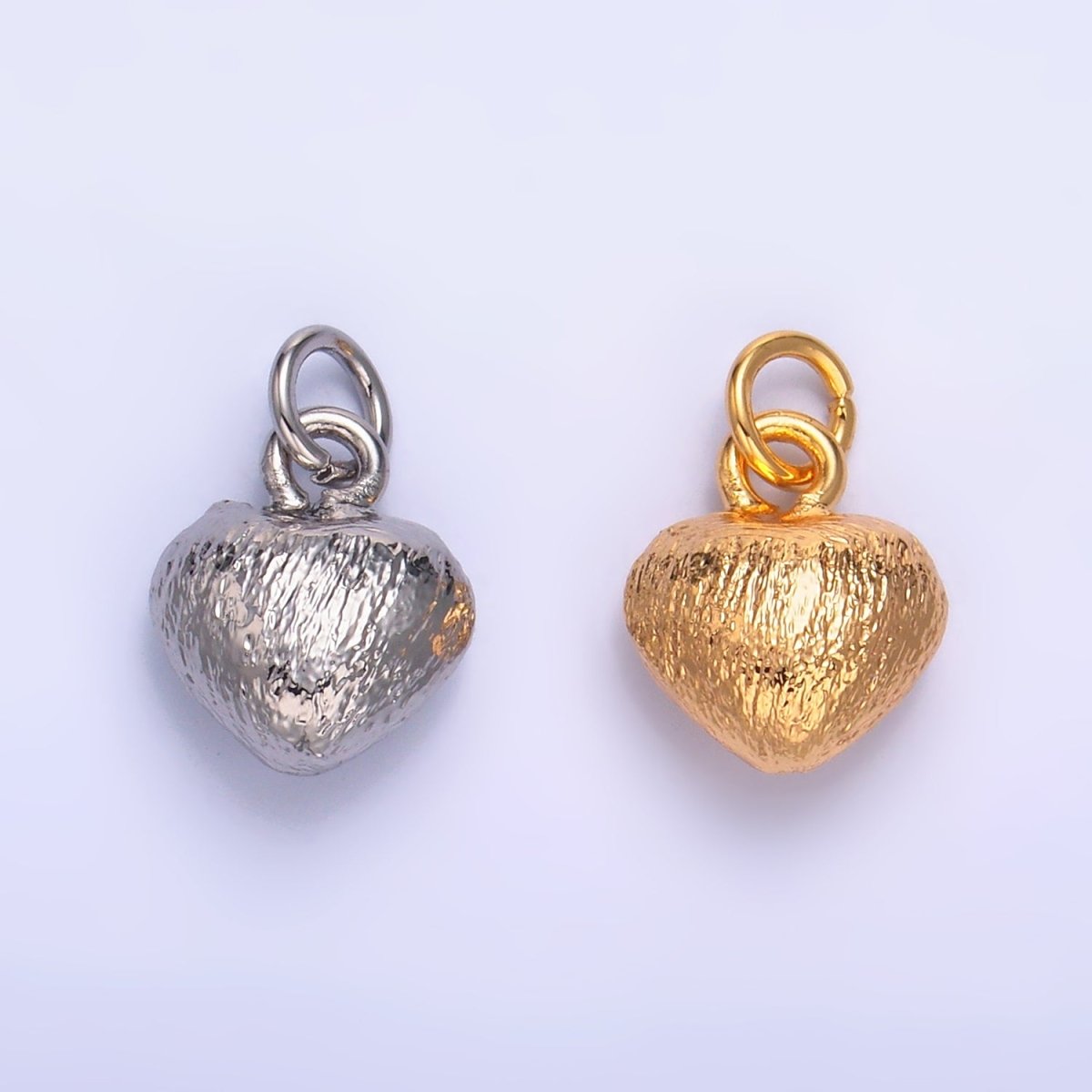 24K Gold Filled Hammered Heart Charm in Gold & Silver | W265