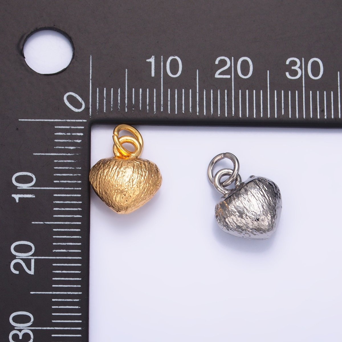 24K Gold Filled Hammered Heart Charm in Gold & Silver | W265