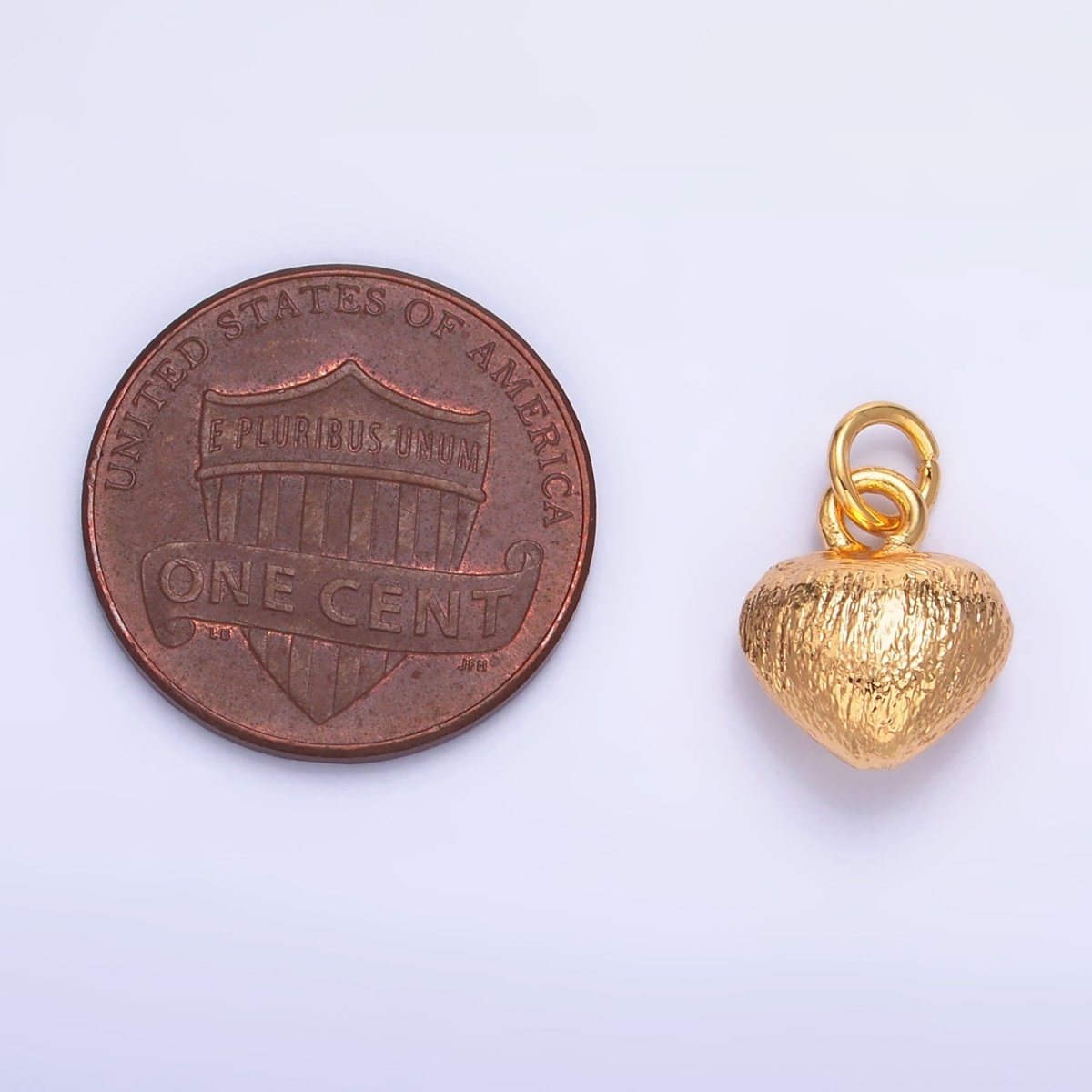 24K Gold Filled Hammered Heart Charm in Gold & Silver | W265