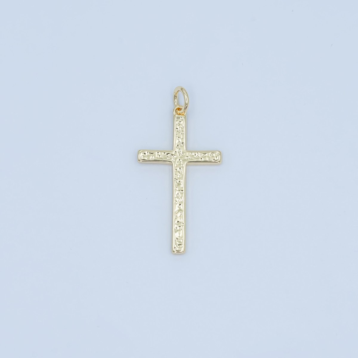 24K Gold Filled Hammered Minimalist Cross Charm | N117 - DLUXCA