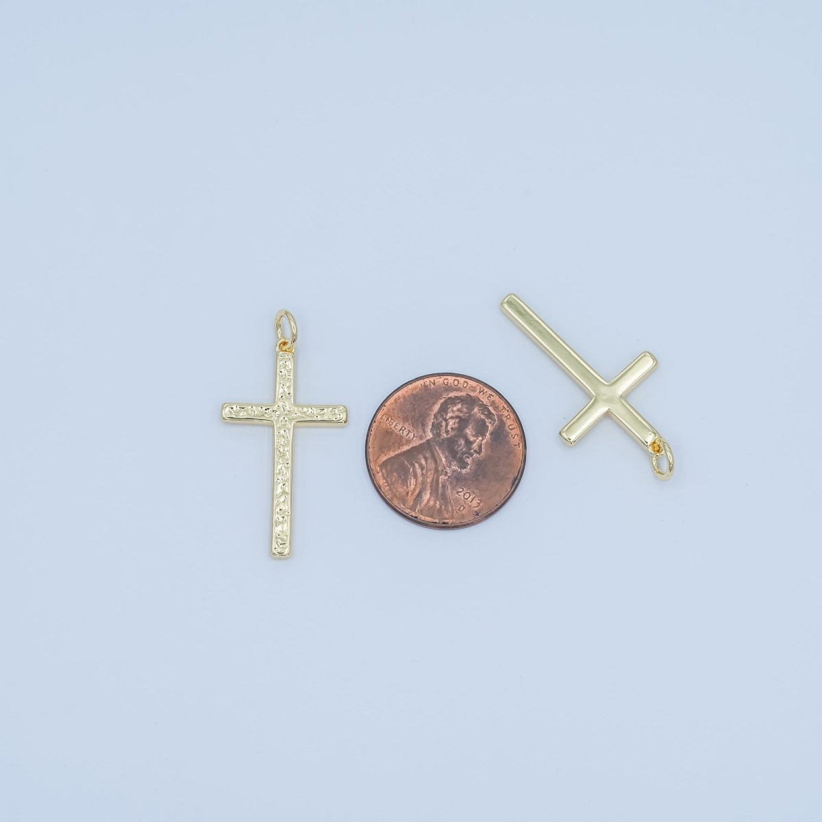 24K Gold Filled Hammered Minimalist Cross Charm | N117 - DLUXCA