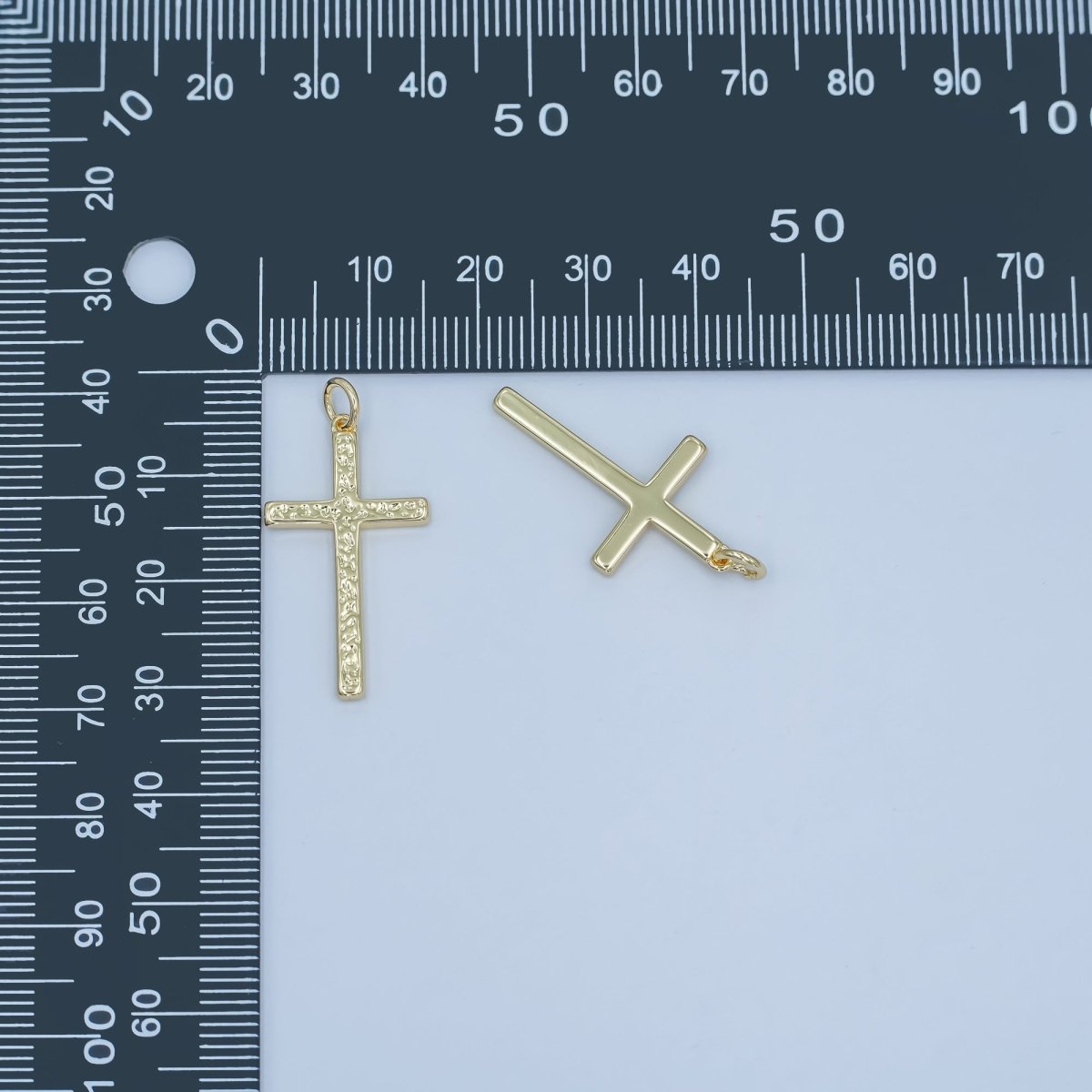 24K Gold Filled Hammered Minimalist Cross Charm | N117 - DLUXCA