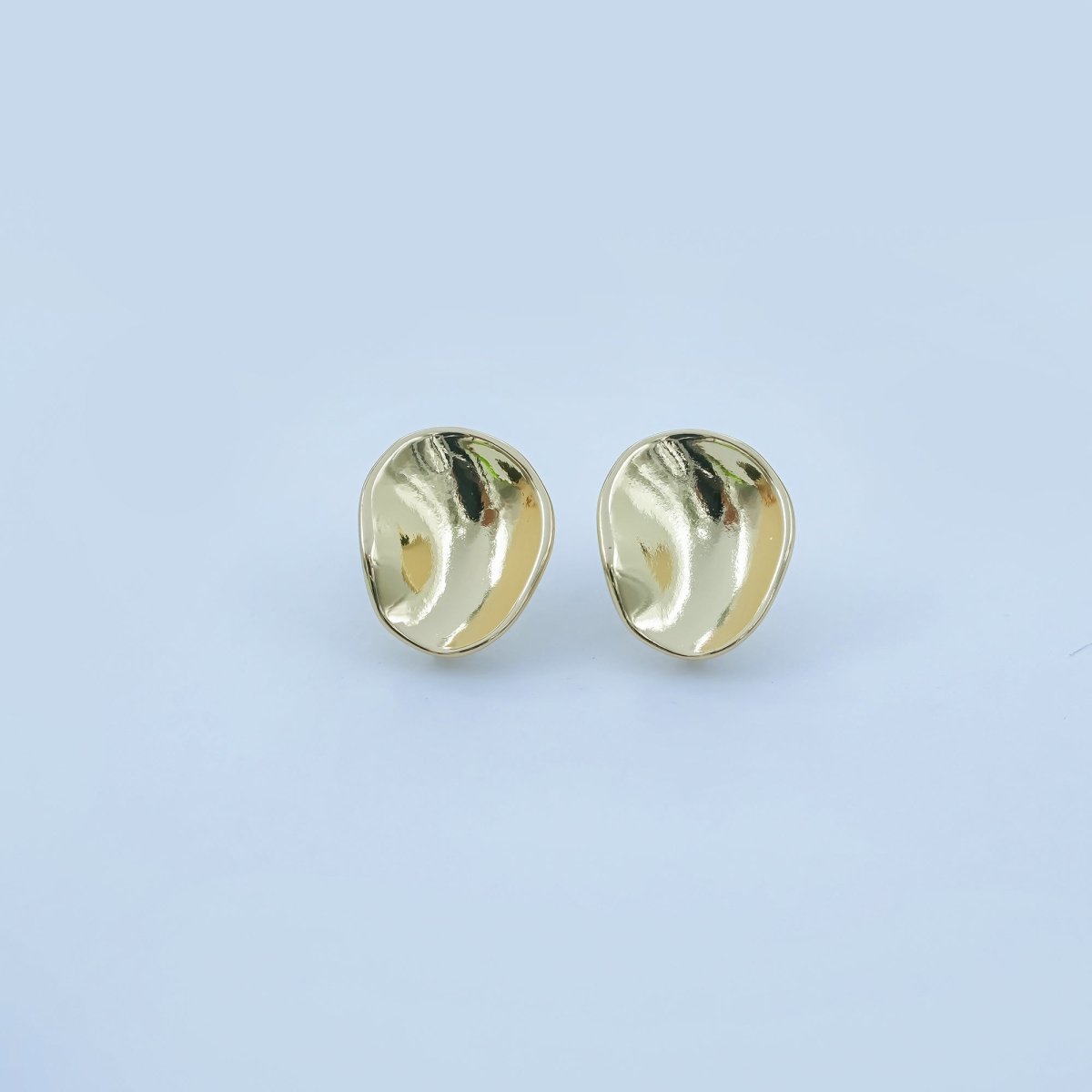 24K Gold Filled Hammered Oval Drop Stud Earring Findings | Z1128 - DLUXCA