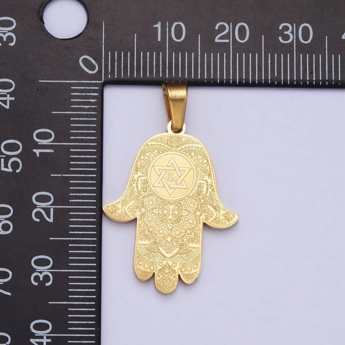 24K Gold Filled Hamsa Hand Pendant Hand of Fatimah Jewelry with Star Of David Jewish Religious Charm X-652
