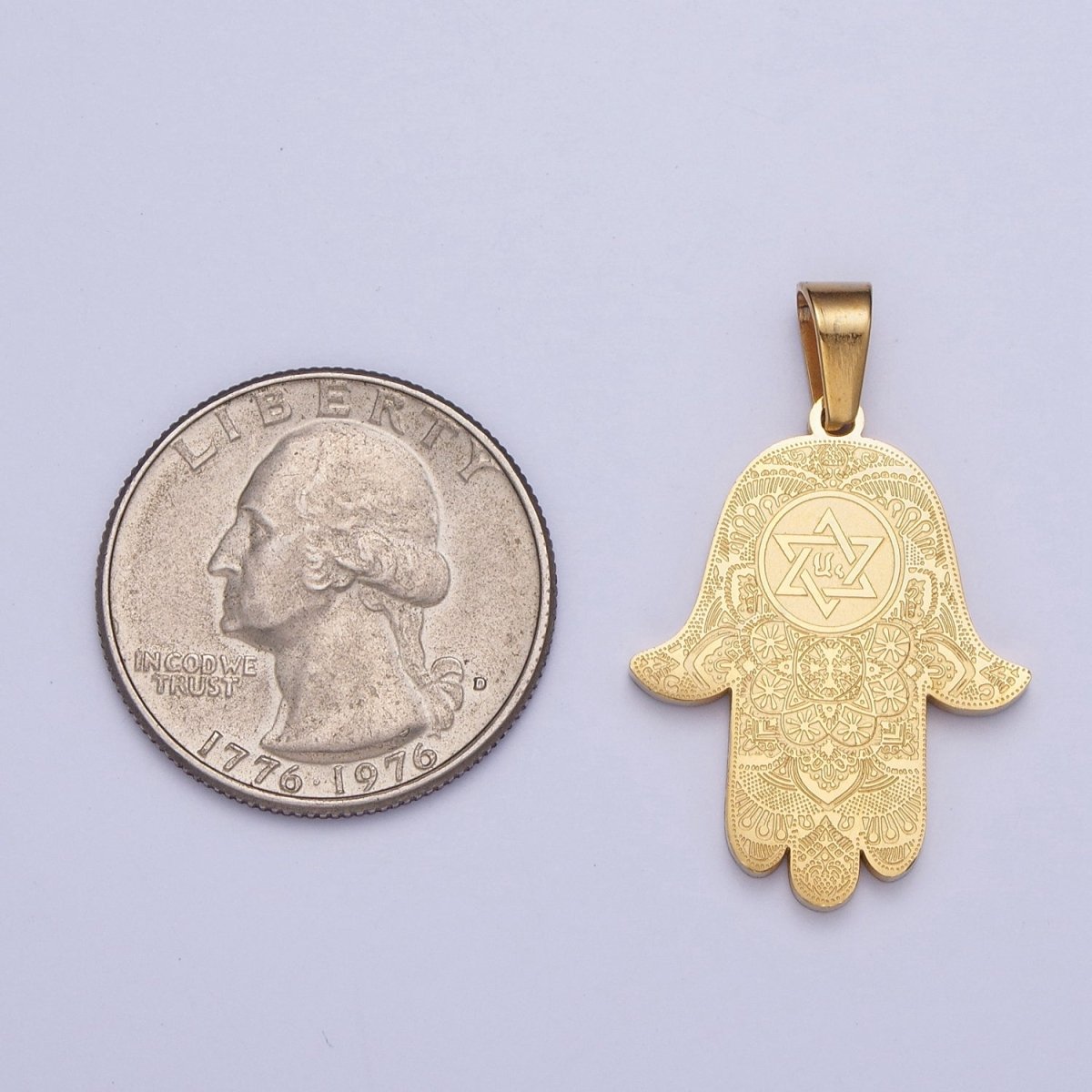 24K Gold Filled Hamsa Hand Pendant Hand of Fatimah Jewelry with Star Of David Jewish Religious Charm X-652