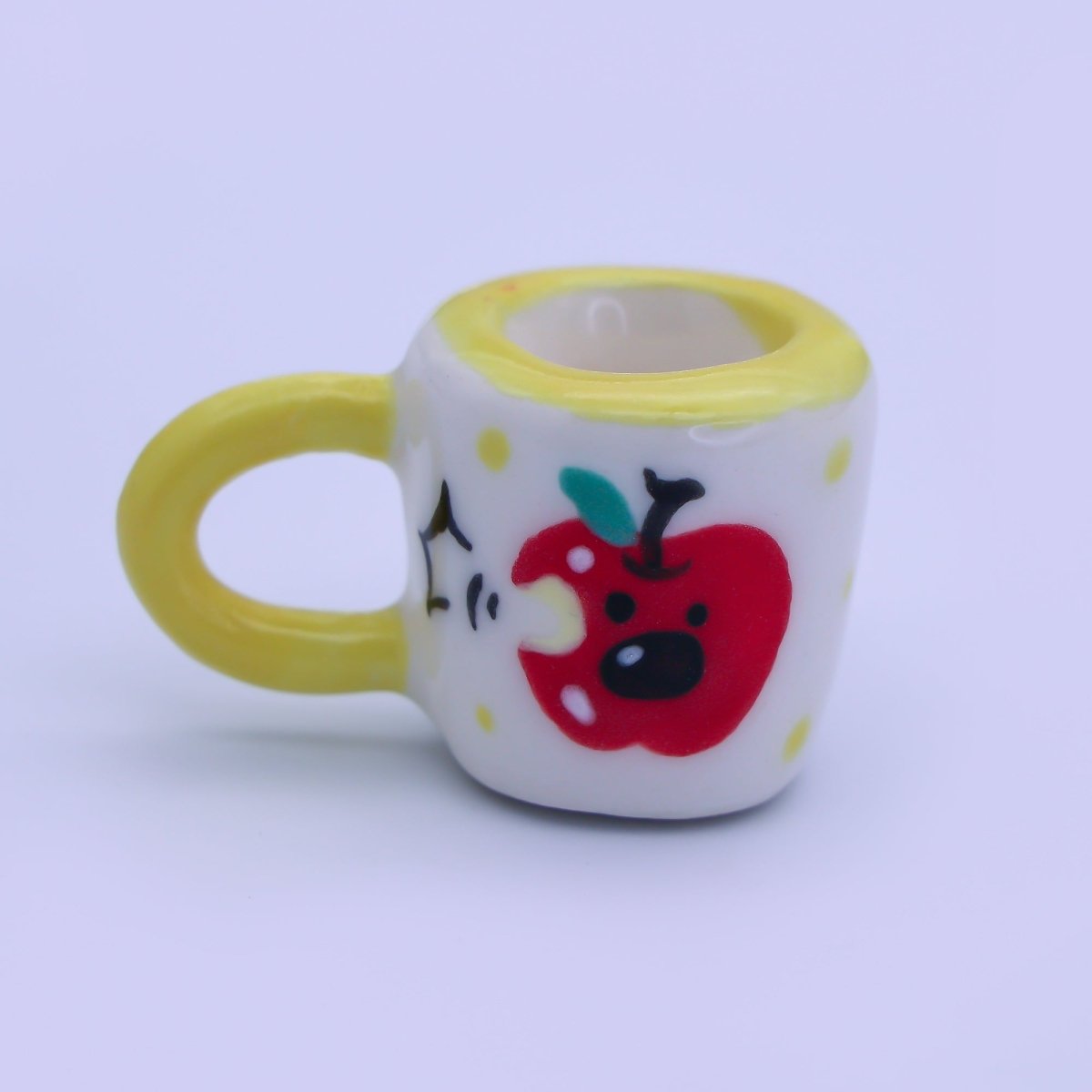 24K Gold Filled Handmade Red Apple Yellow Mug Ceramic | AH402 - DLUXCA