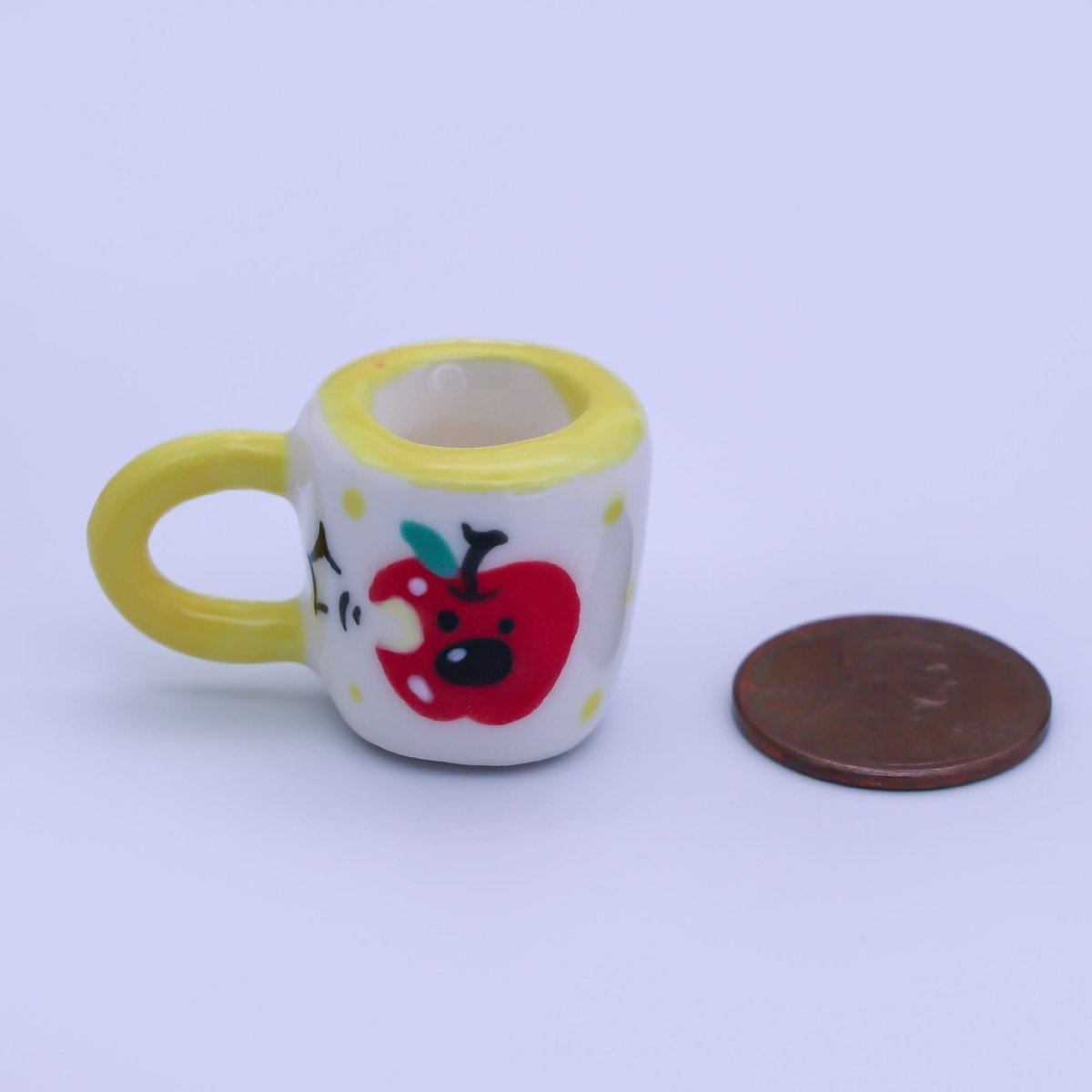 24K Gold Filled Handmade Red Apple Yellow Mug Ceramic | AH402 - DLUXCA
