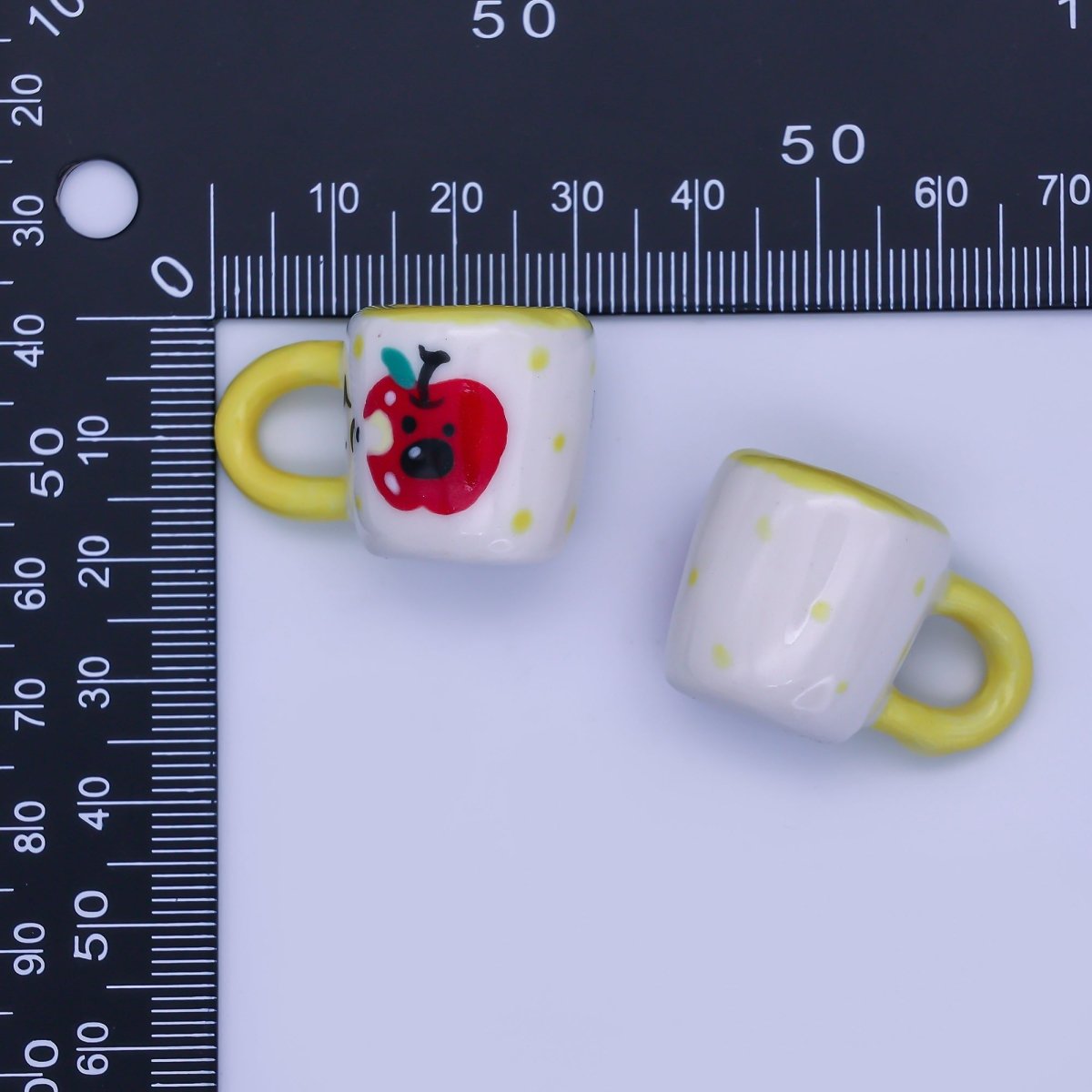 24K Gold Filled Handmade Red Apple Yellow Mug Ceramic | AH402 - DLUXCA