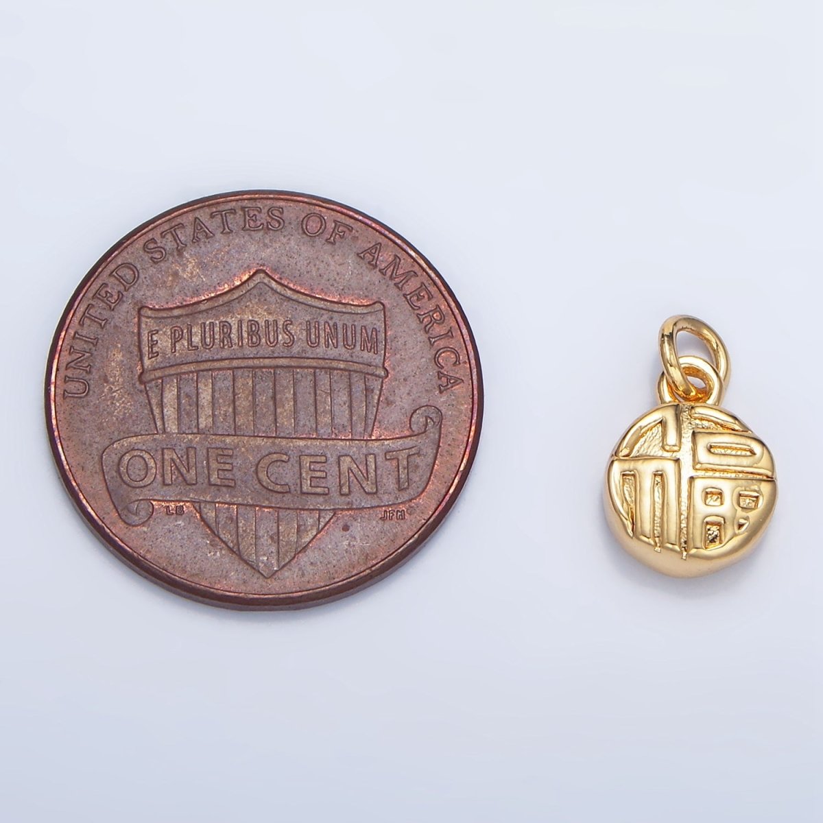 24K Gold Filled "Happiness" Mandarin Character Script Round Charm in Gold & Silver | W014