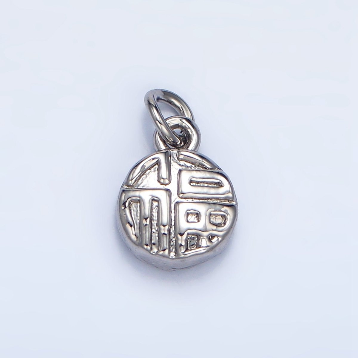 24K Gold Filled "Happiness" Mandarin Character Script Round Charm in Gold & Silver | W014