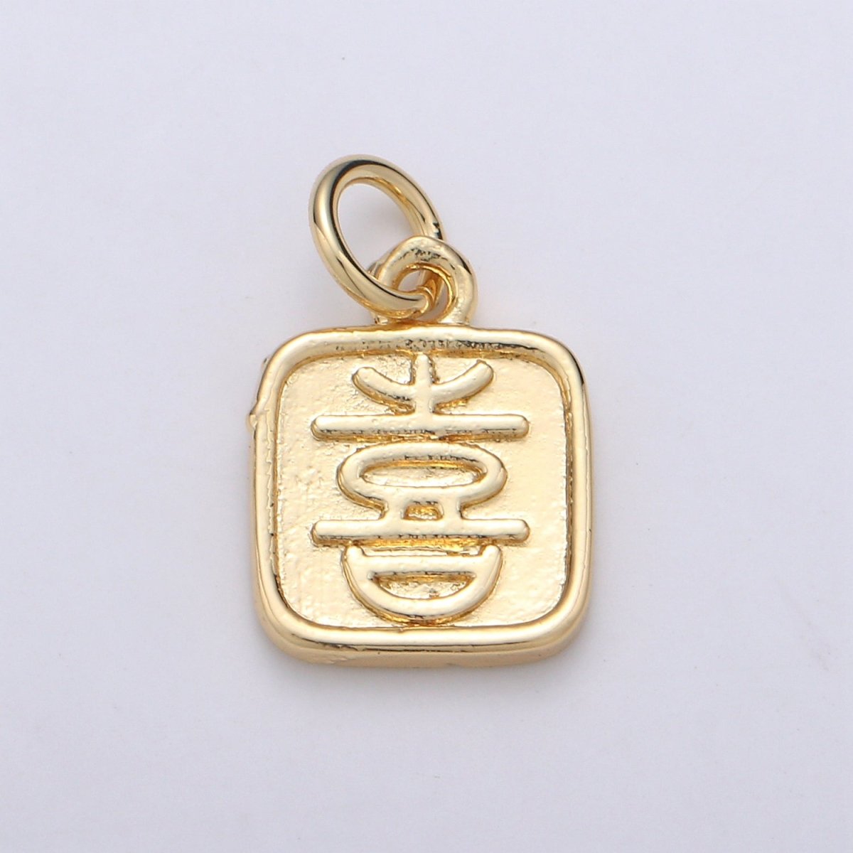 24K Gold Filled Happy Charm Happy Xi Chinese Character Charm E-014 - DLUXCA