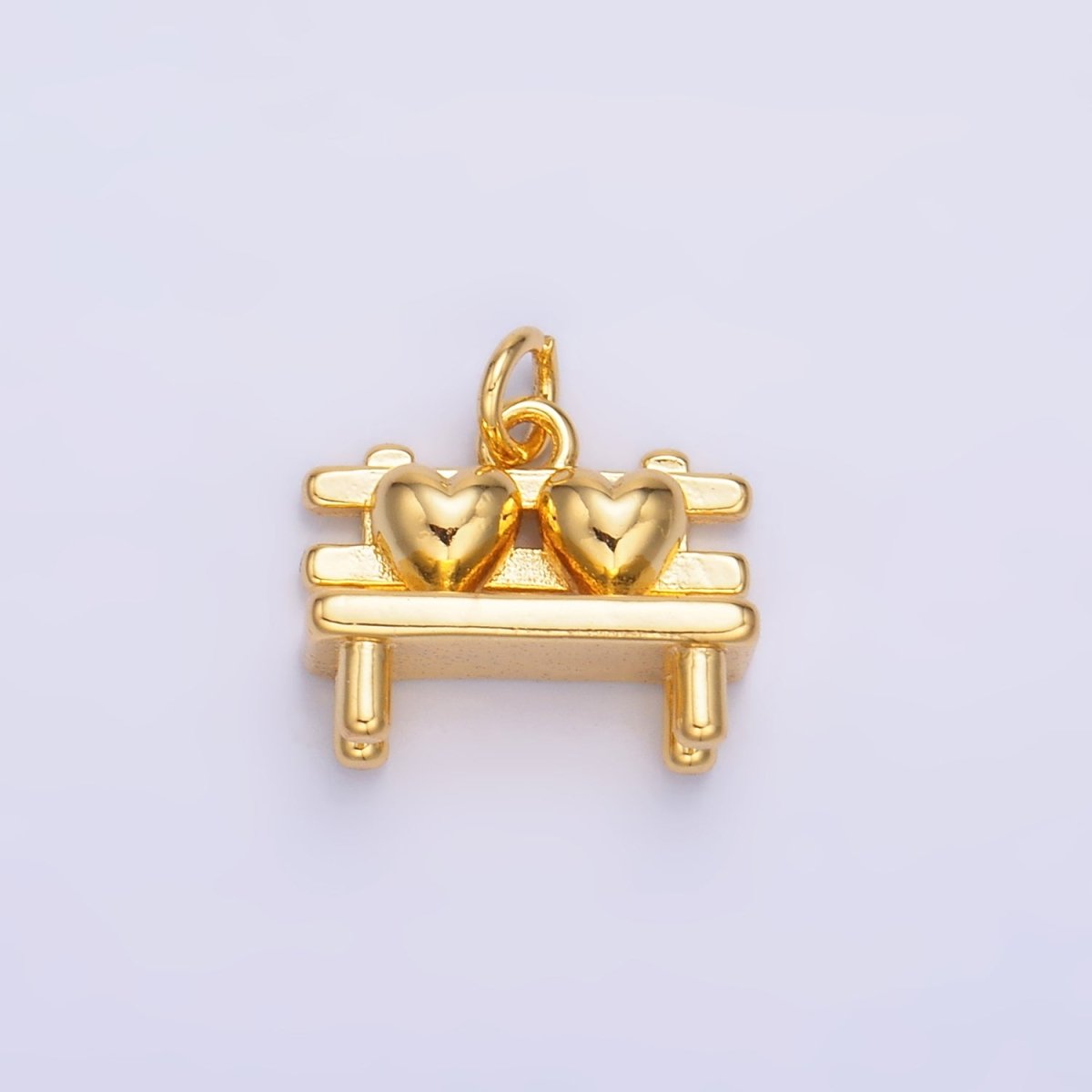 24K Gold Filled Heart Bench Seat 3D Multidimensional Charm in Gold & Silver | W313