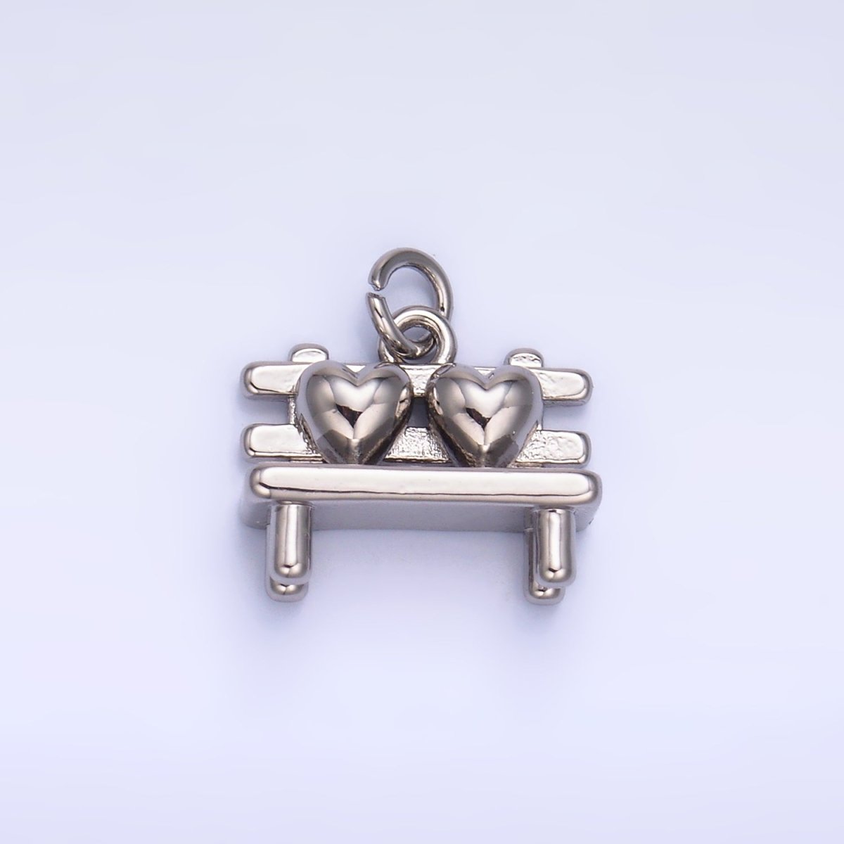 24K Gold Filled Heart Bench Seat 3D Multidimensional Charm in Gold & Silver | W313