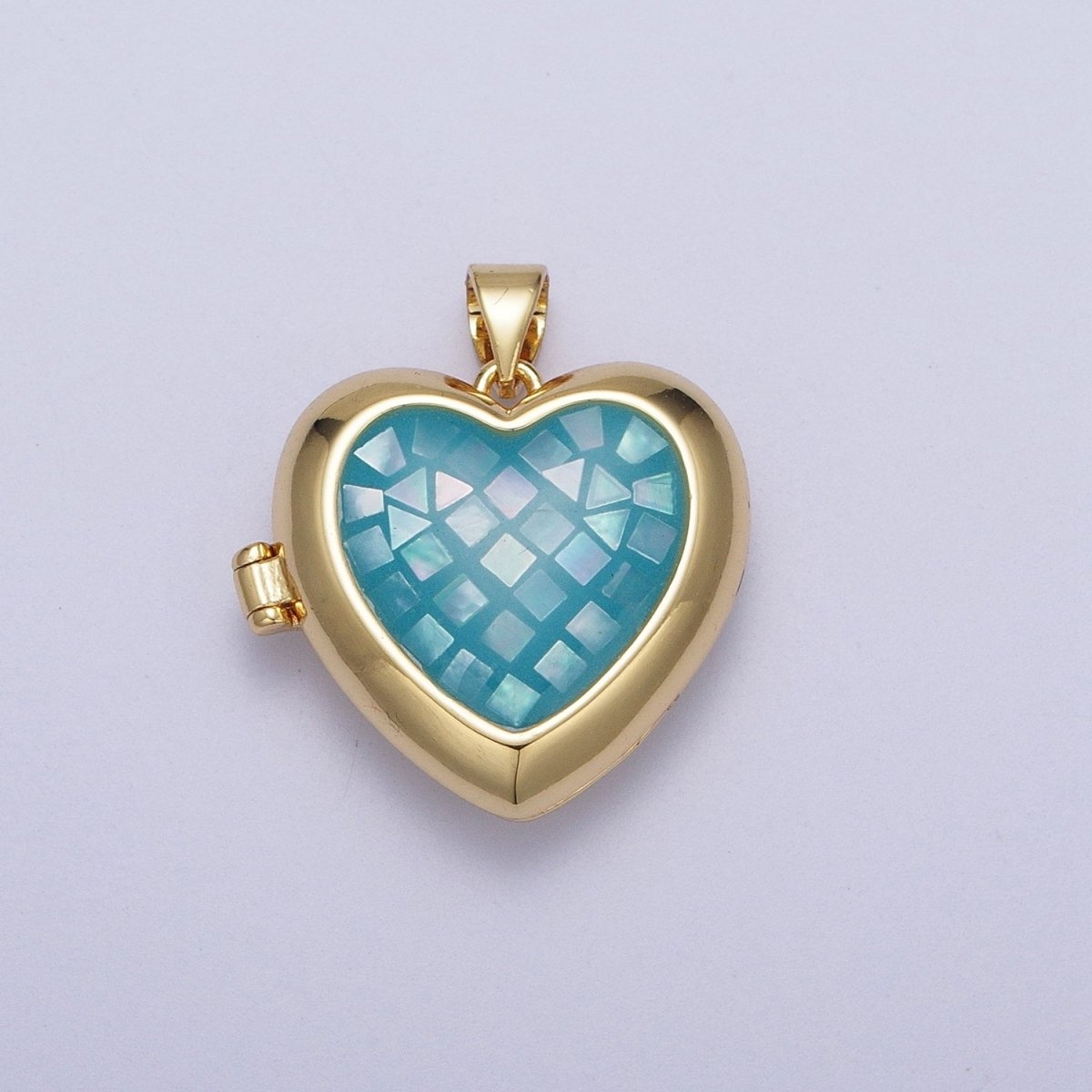 24K Gold Filled Heart Black, Blue, Pink, White, Green Locket Pendant H-151 H-152 H-160 H-163 H-164