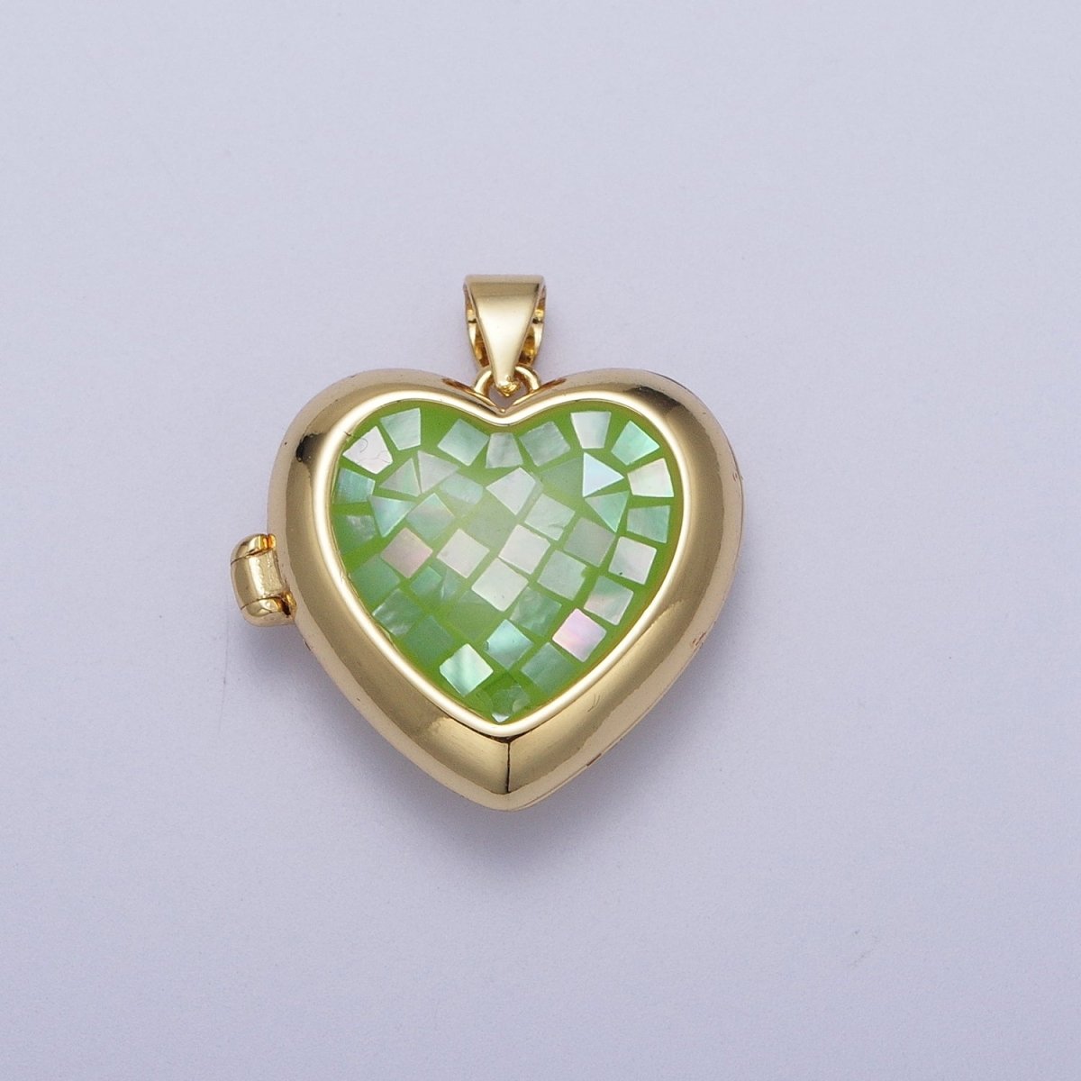 24K Gold Filled Heart Black, Blue, Pink, White, Green Locket Pendant H-151 H-152 H-160 H-163 H-164