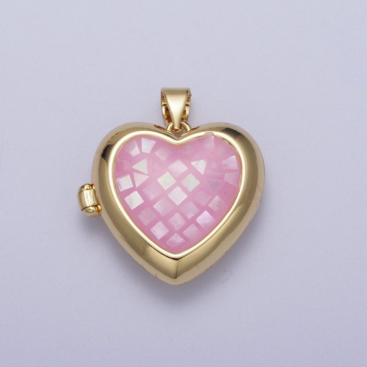 24K Gold Filled Heart Black, Blue, Pink, White, Green Locket Pendant H-151 H-152 H-160 H-163 H-164