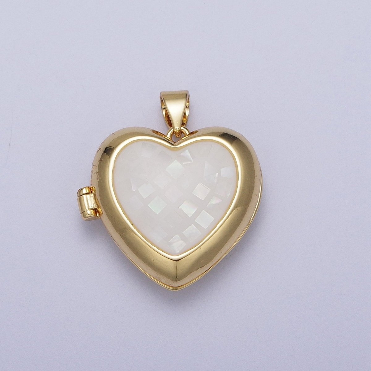 24K Gold Filled Heart Black, Blue, Pink, White, Green Locket Pendant H-151 H-152 H-160 H-163 H-164