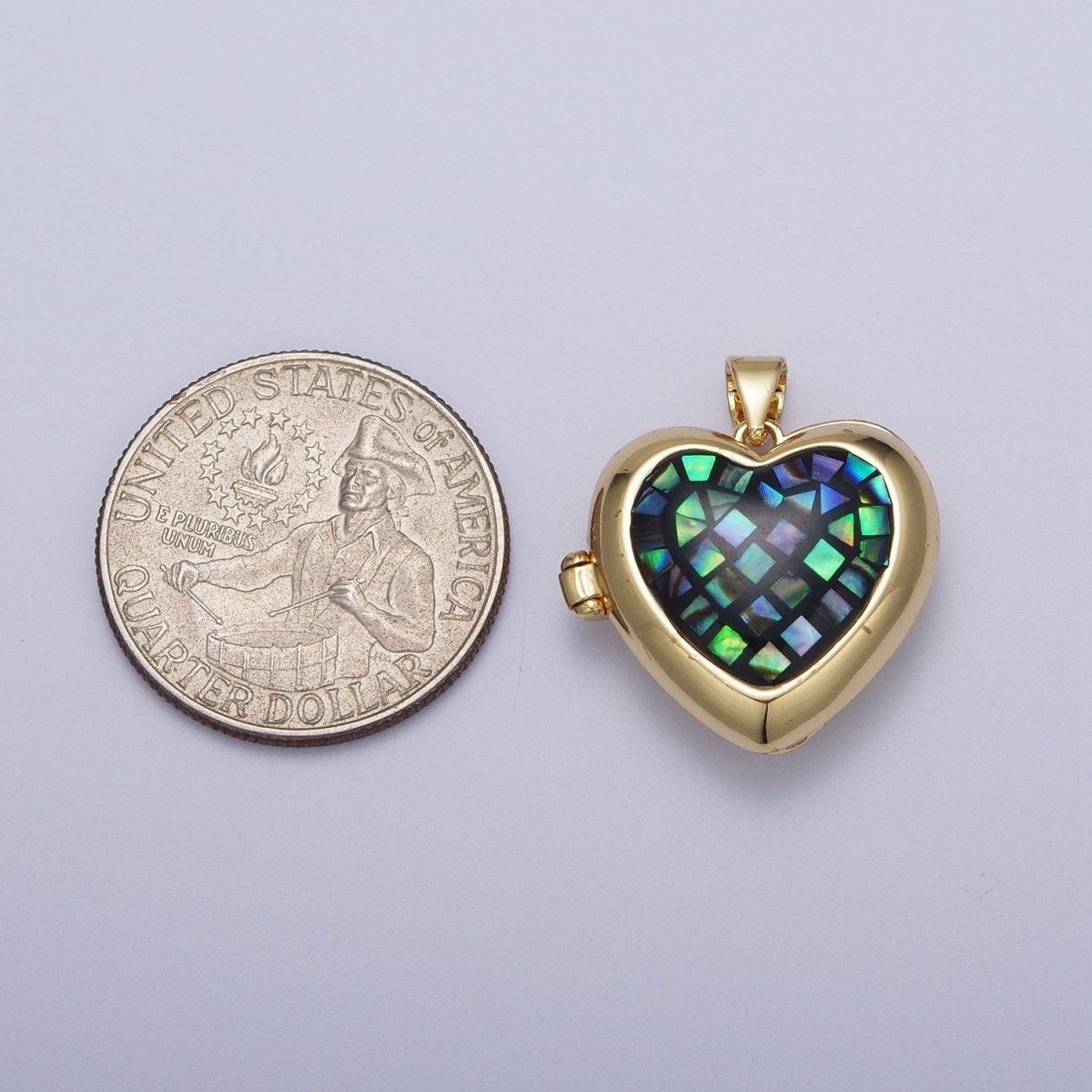 24K Gold Filled Heart Black, Blue, Pink, White, Green Locket Pendant H-151 H-152 H-160 H-163 H-164