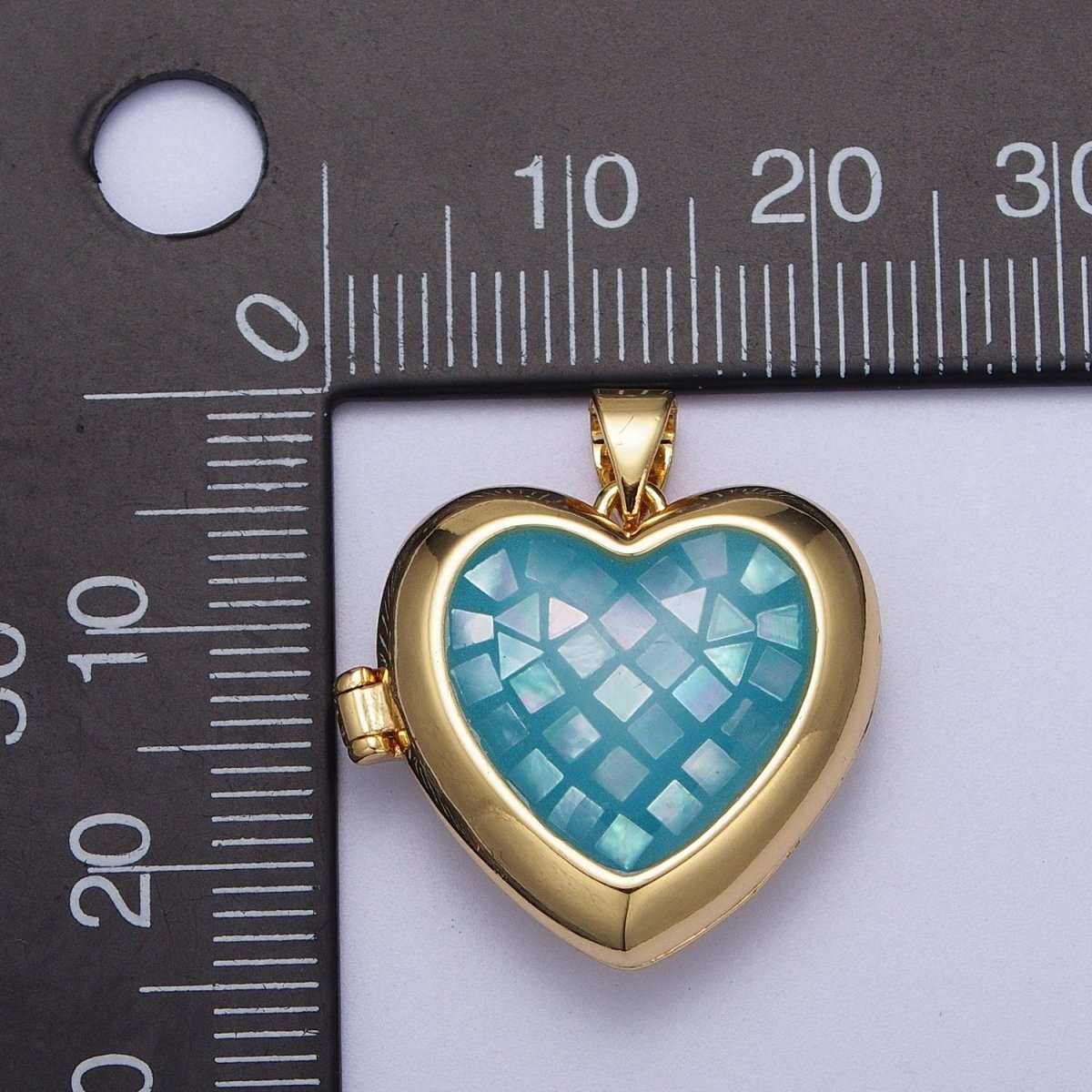 24K Gold Filled Heart Black, Blue, Pink, White, Green Locket Pendant H-151 H-152 H-160 H-163 H-164