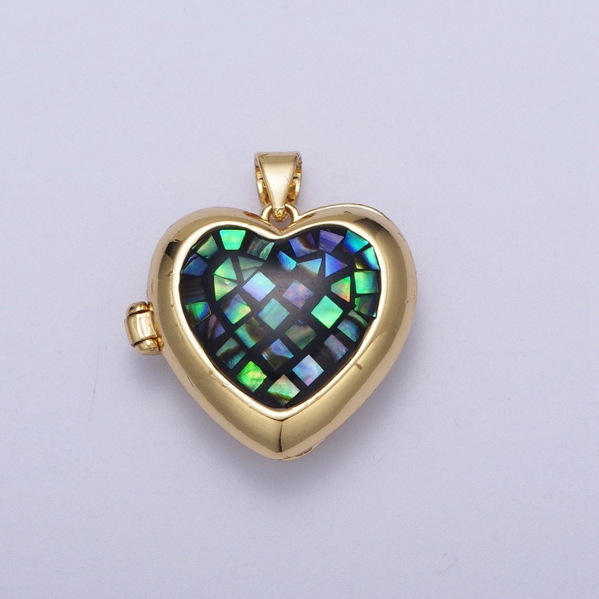 24K Gold Filled Heart Black, Blue, Pink, White, Green Locket Pendant H-151 H-152 H-160 H-163 H-164