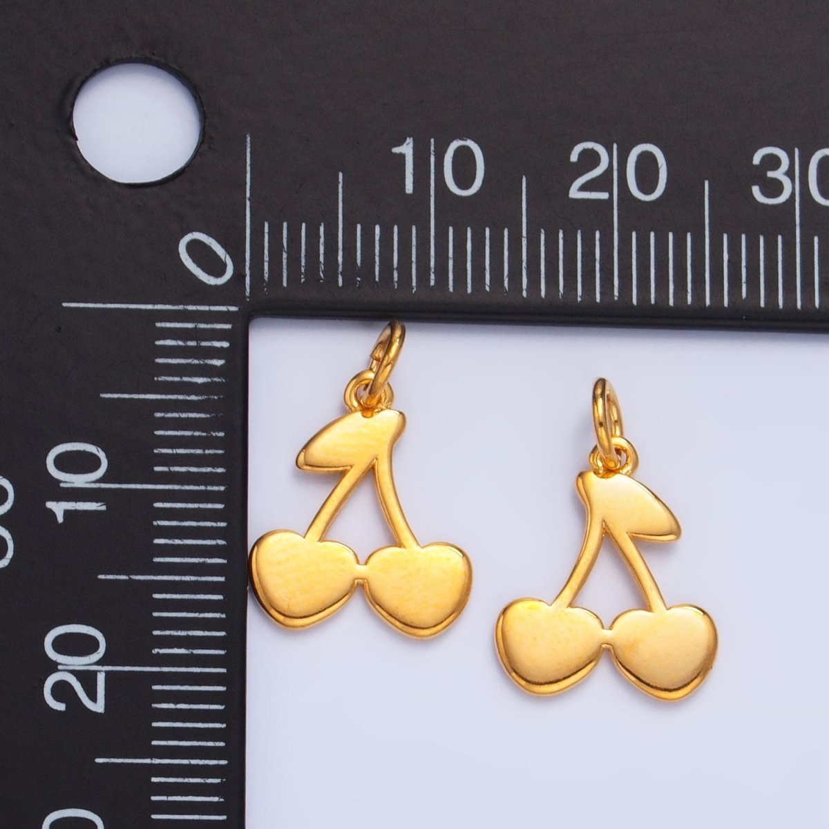 24K Gold Filled Heart Cherry Fruit Minimalist Charm | W065 - DLUXCA